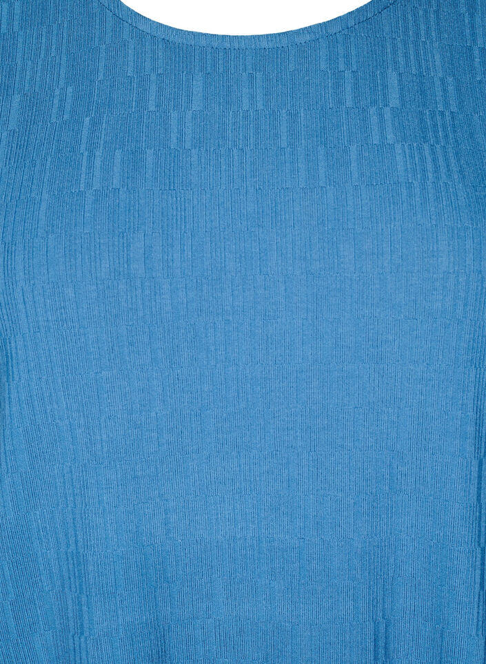 Bluse mit Struktur und 3/4-&Auml;rmeln, Blau, Packshot image number 2