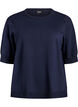Fein gestrickte Bluse mit kurzen &Auml;rmeln, Blau, Packshot image number 0