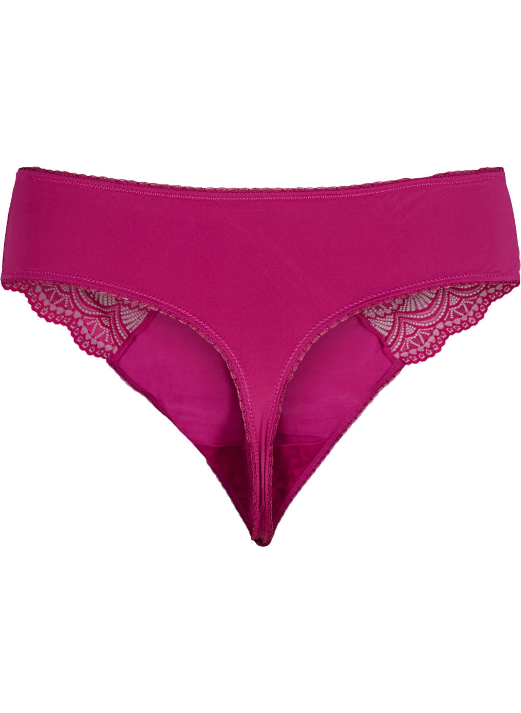 Zizzi String en microfibre avec dentelle, Boysenberry, Packshot image number 1