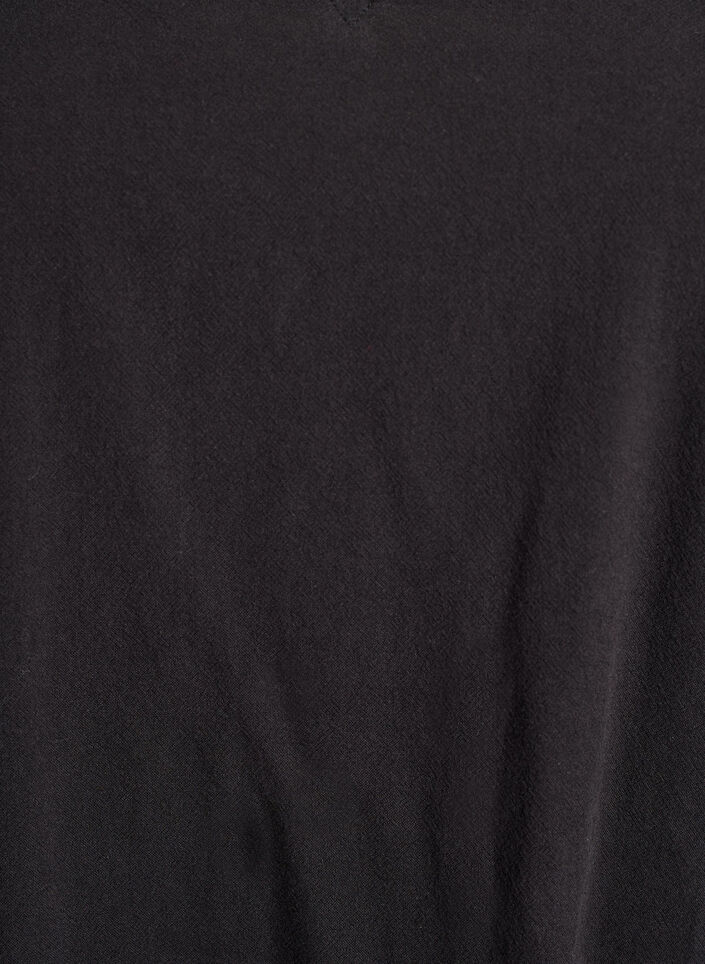 Robe courte en coton avec col en V, Noir, Packshot image number 2