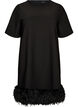 Robe courte en jersey avec finitions en plumes, Noir, Packshot image number 0