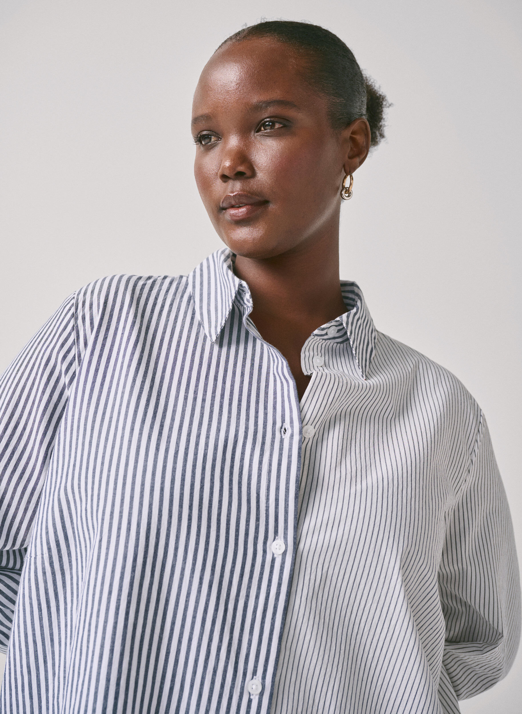 Zizzi Chemise &agrave; manches longues avec rayures, Lava Smoke Stripe, Image image number 0