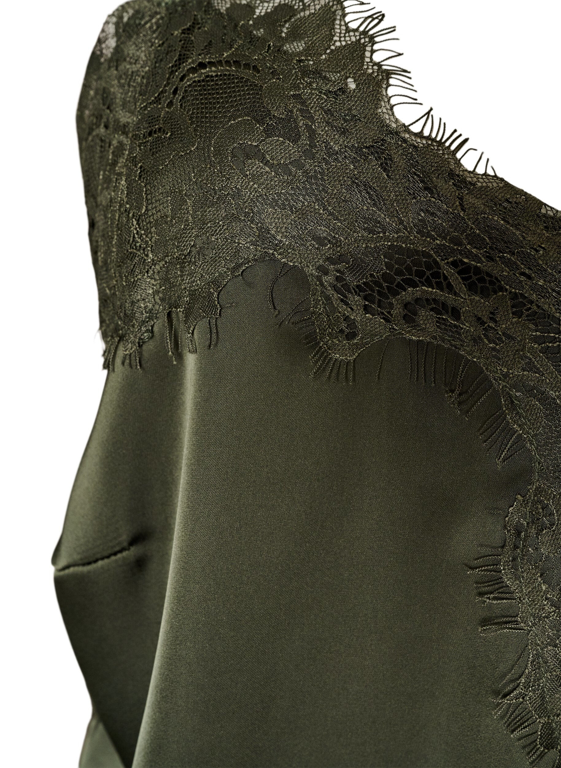 ZizziKleid aus Satin mit Spitze und asymmetrischem Saum, Gr&uuml;n, Packshot image number 2