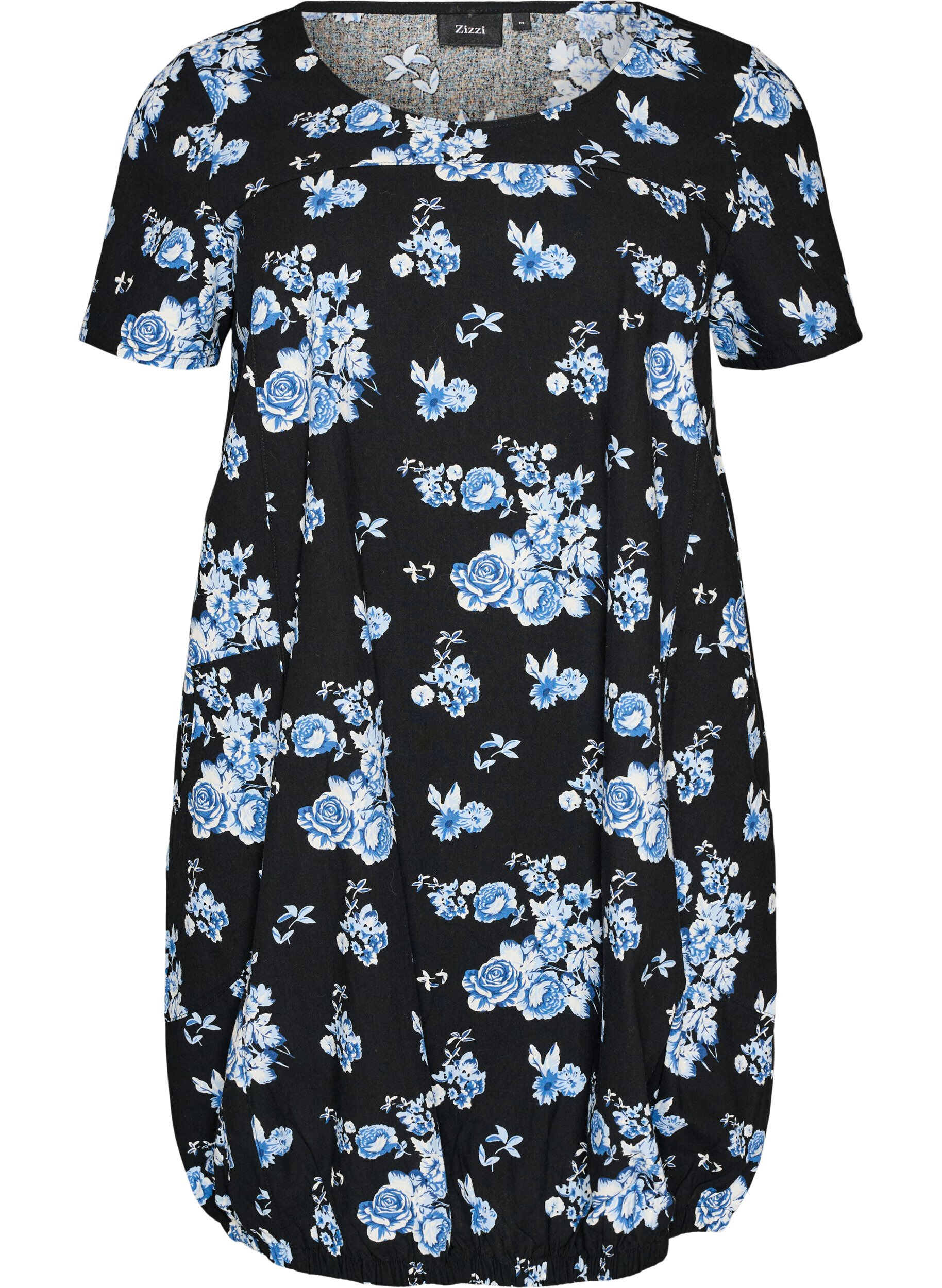 Kurz&auml;rmliges Baumwollkleid mit Aufdruck