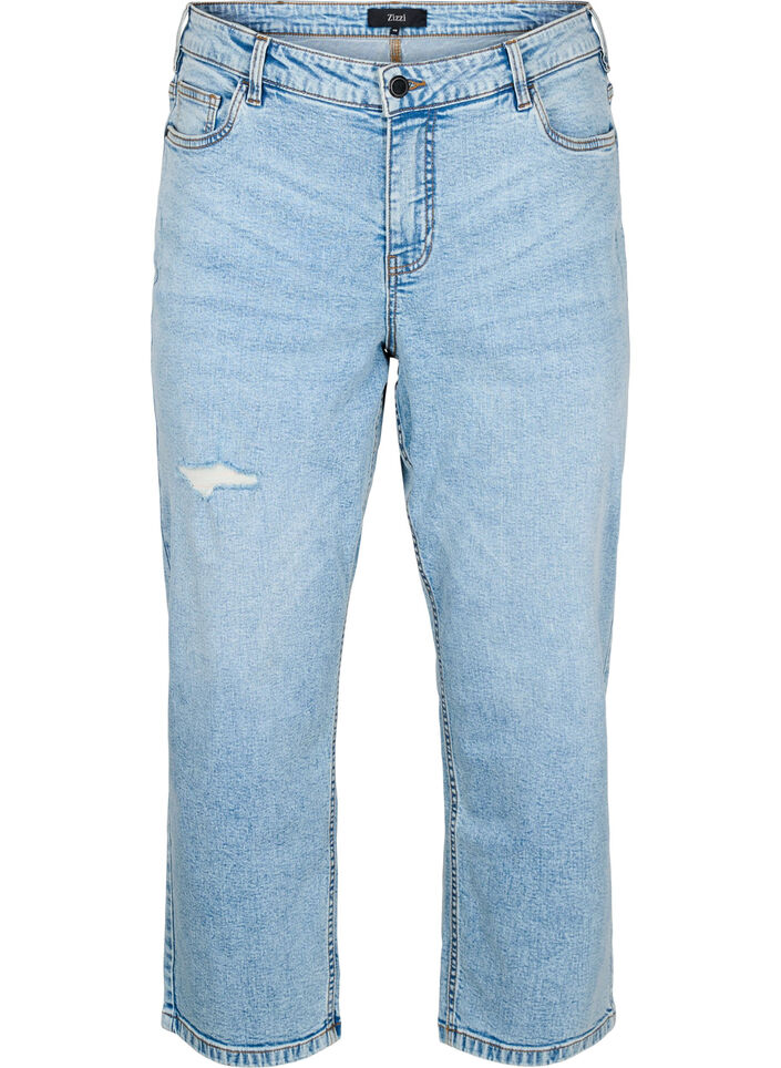 Jean court Vera avec d&eacute;tails us&eacute;s, Bleu Clair, Packshot image number 0