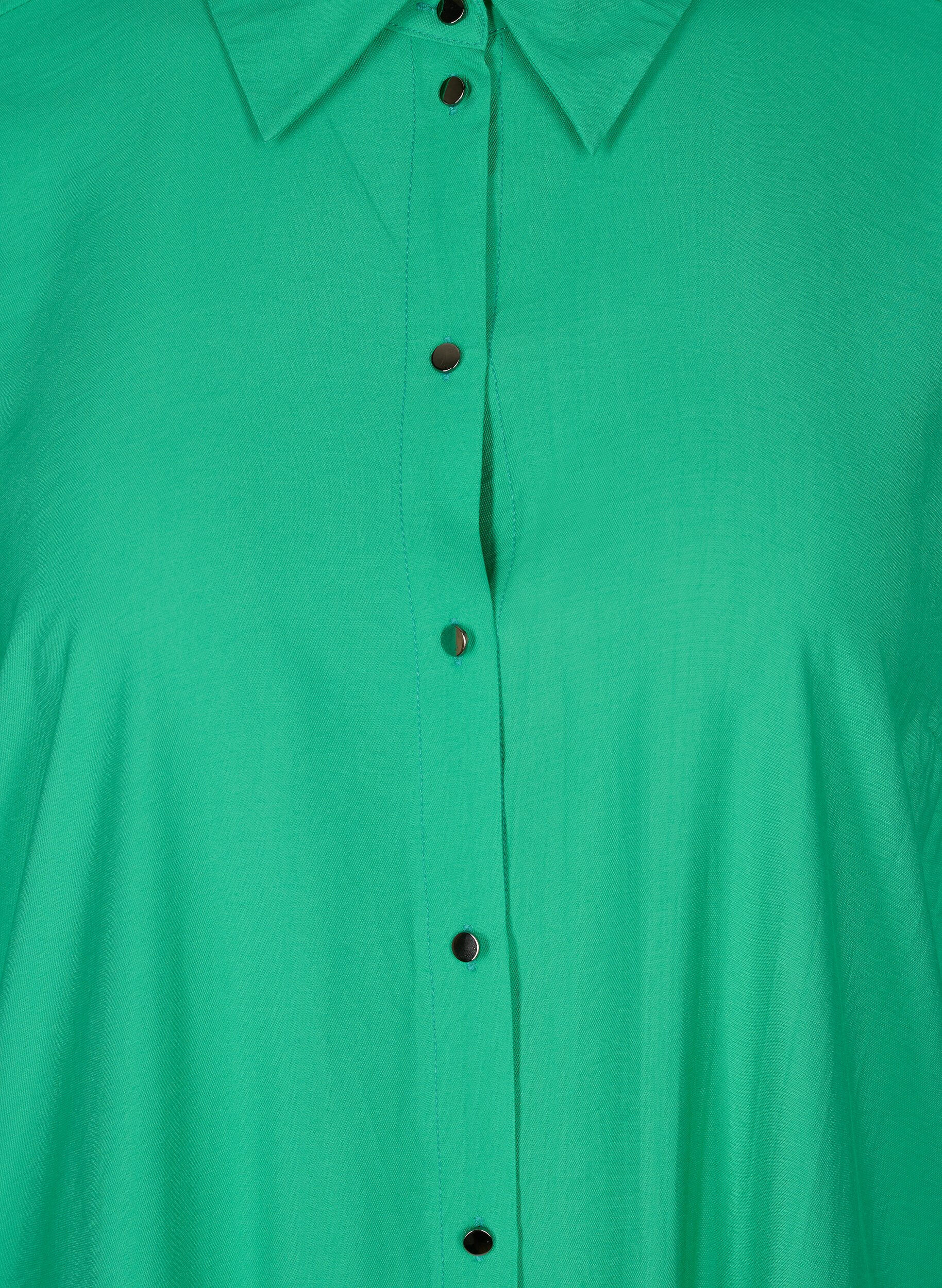 Zizzi Chemise longue en viscose avec fente, Mint, Packshot image number 2