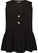 Blouse p&eacute;plum sans manches avec boutons d&eacute;coratifs, Noir, Packshot image number 0