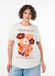 T-shirt en coton avec imprim&eacute;, Vanille, Model image number 0