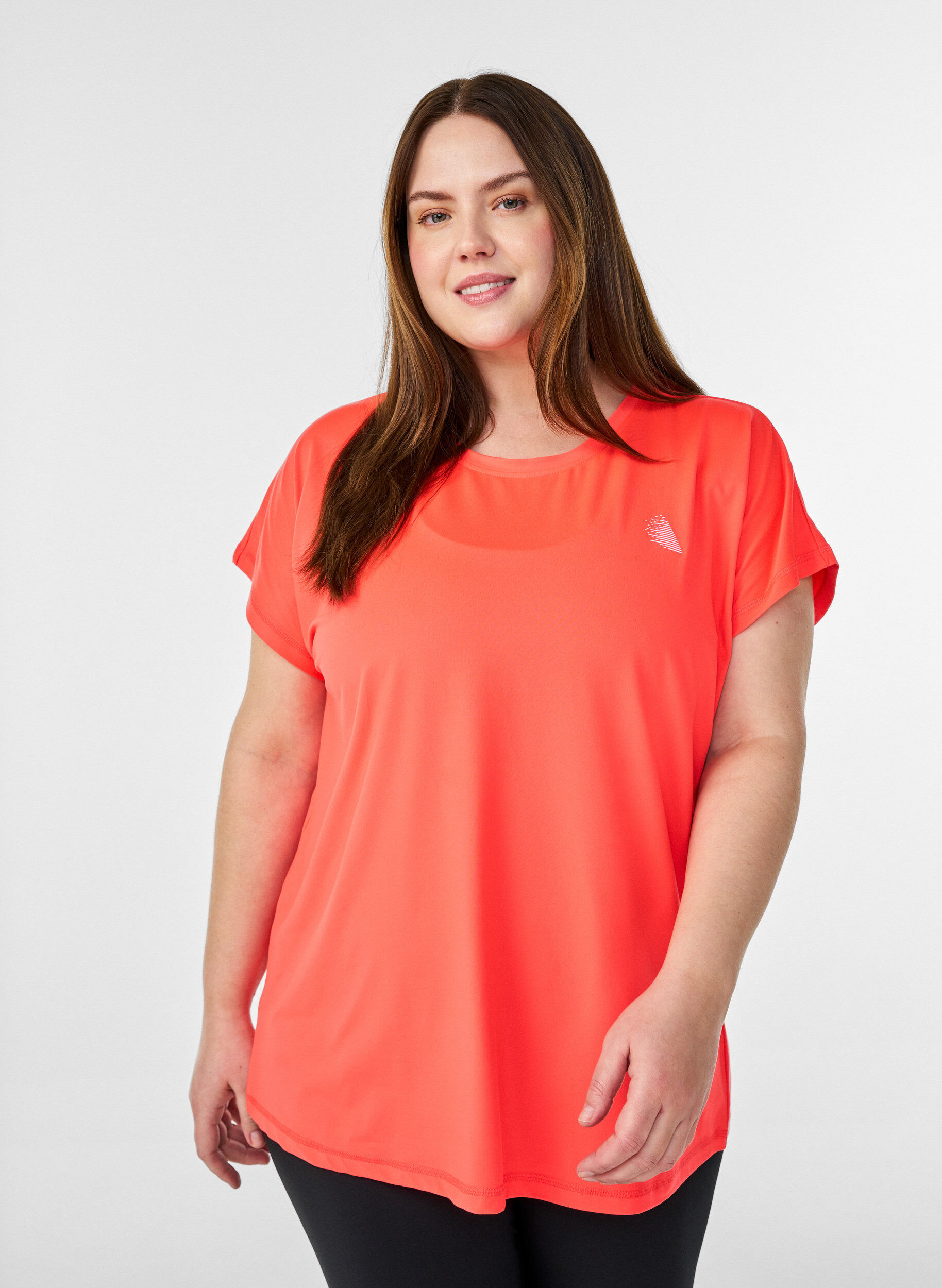 T-shirt de sport couleur unie, Corail, Model