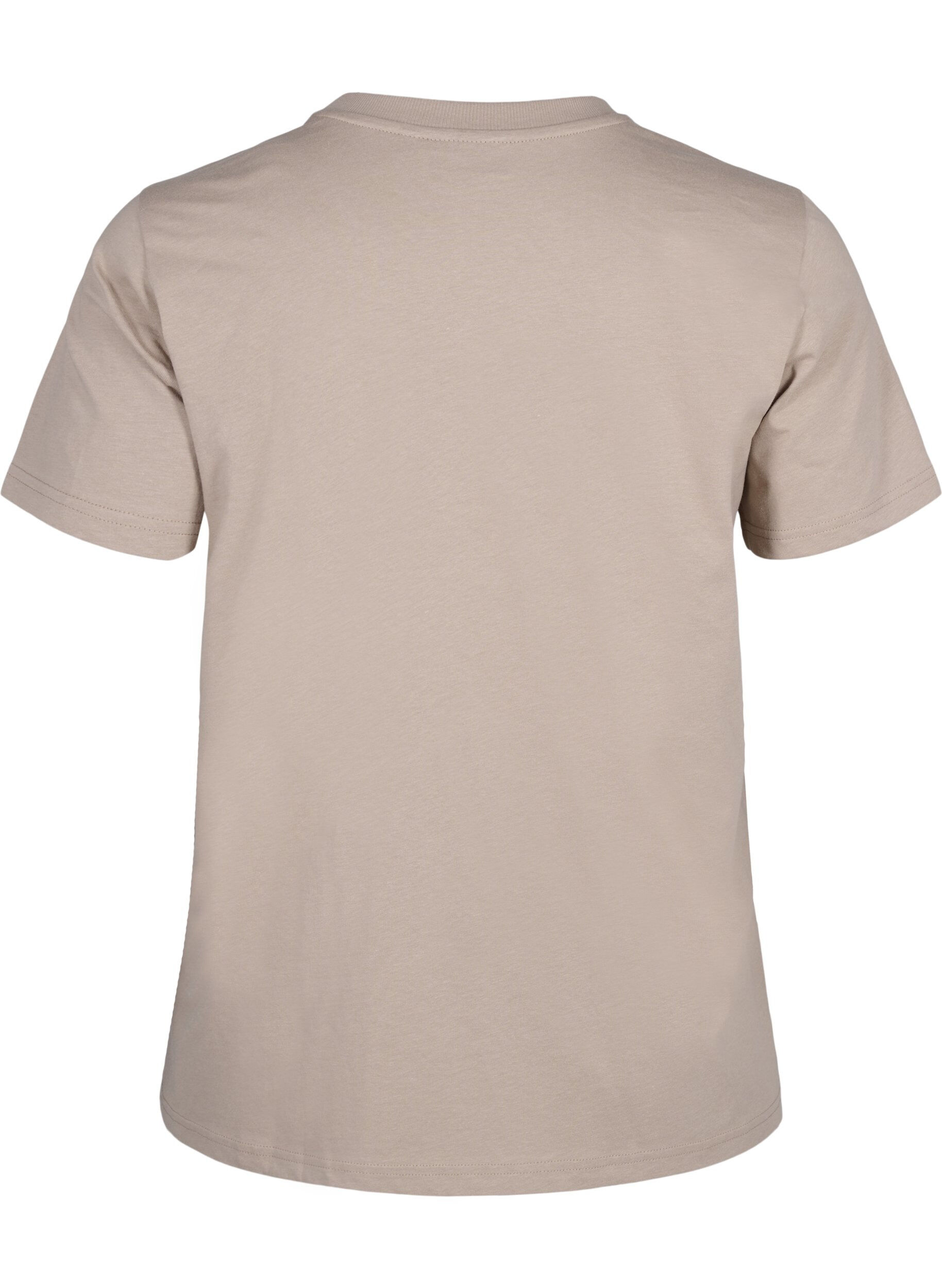 Zizzi Basic T-Shirt aus Baumwolle mit Rundhalsausschnitt, Beige, Packshot image number 1