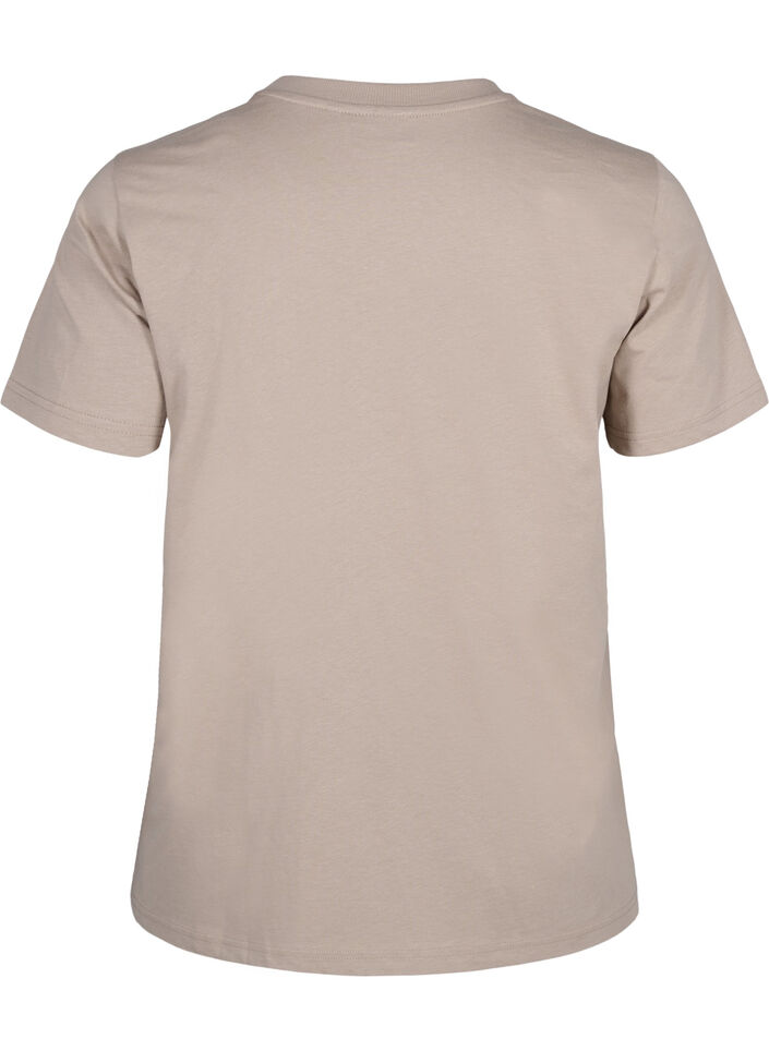 Basic T-Shirt aus Baumwolle mit Rundhalsausschnitt, Beige, Packshot image number 1