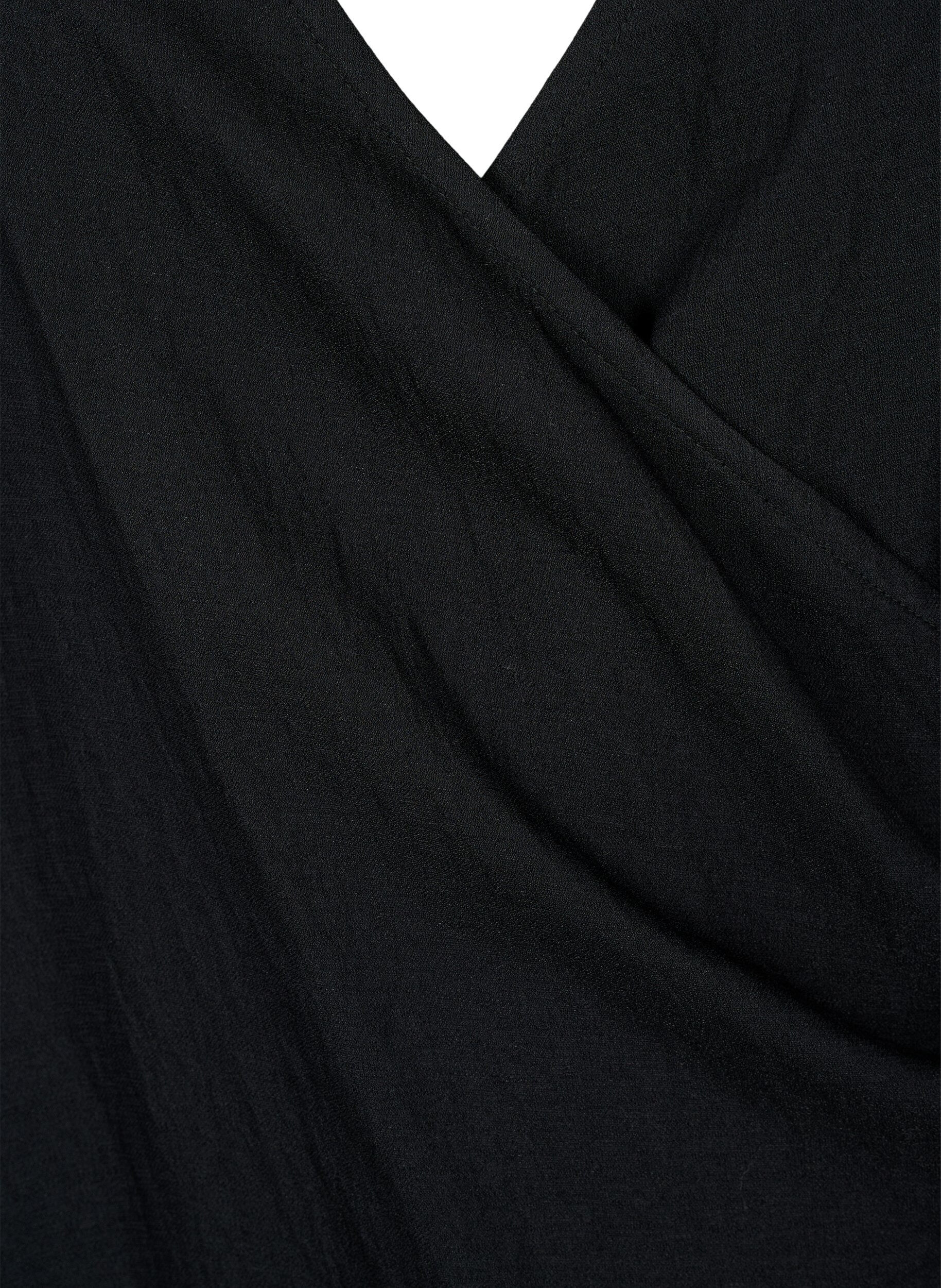 Zizzi Blouse &agrave; manches longues en viscose avec un aspect enveloppant, Black, Packshot image number 2