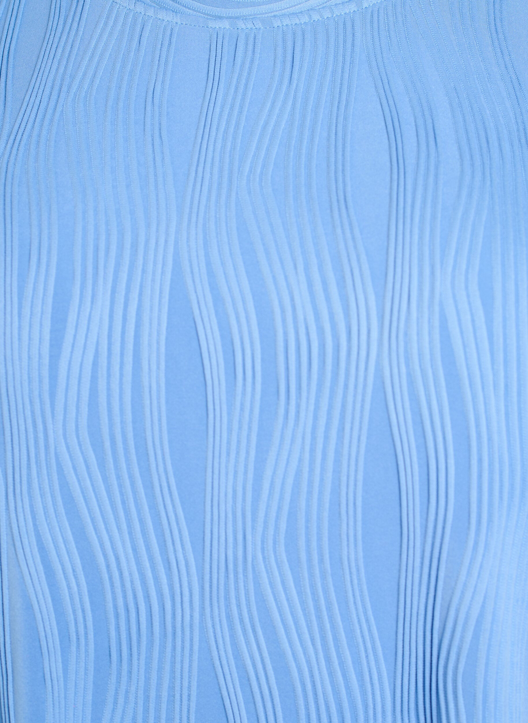 Zizzi Bluse mit kurzen &Auml;rmeln und einer welligen Struktur, Blau, Packshot image number 2