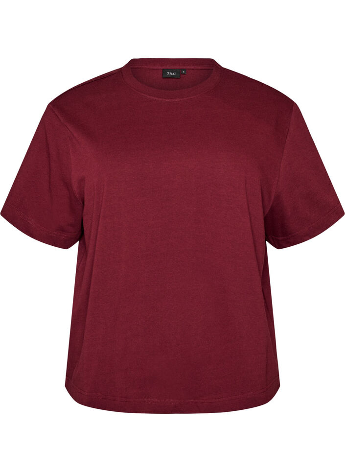 T-shirt coupe boxy en coton, Bordeaux, Packshot image number 0