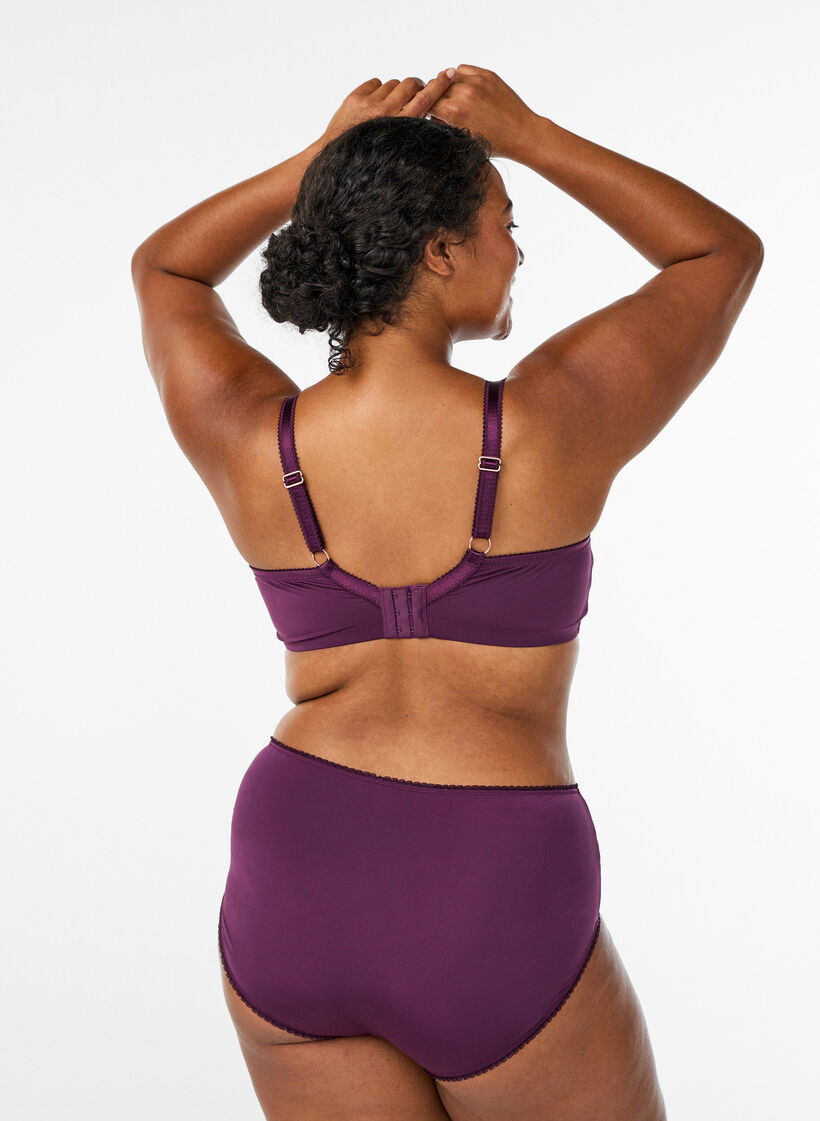 Gepolsterter BH mit Blumenstickerei, Lila, Model image number 2