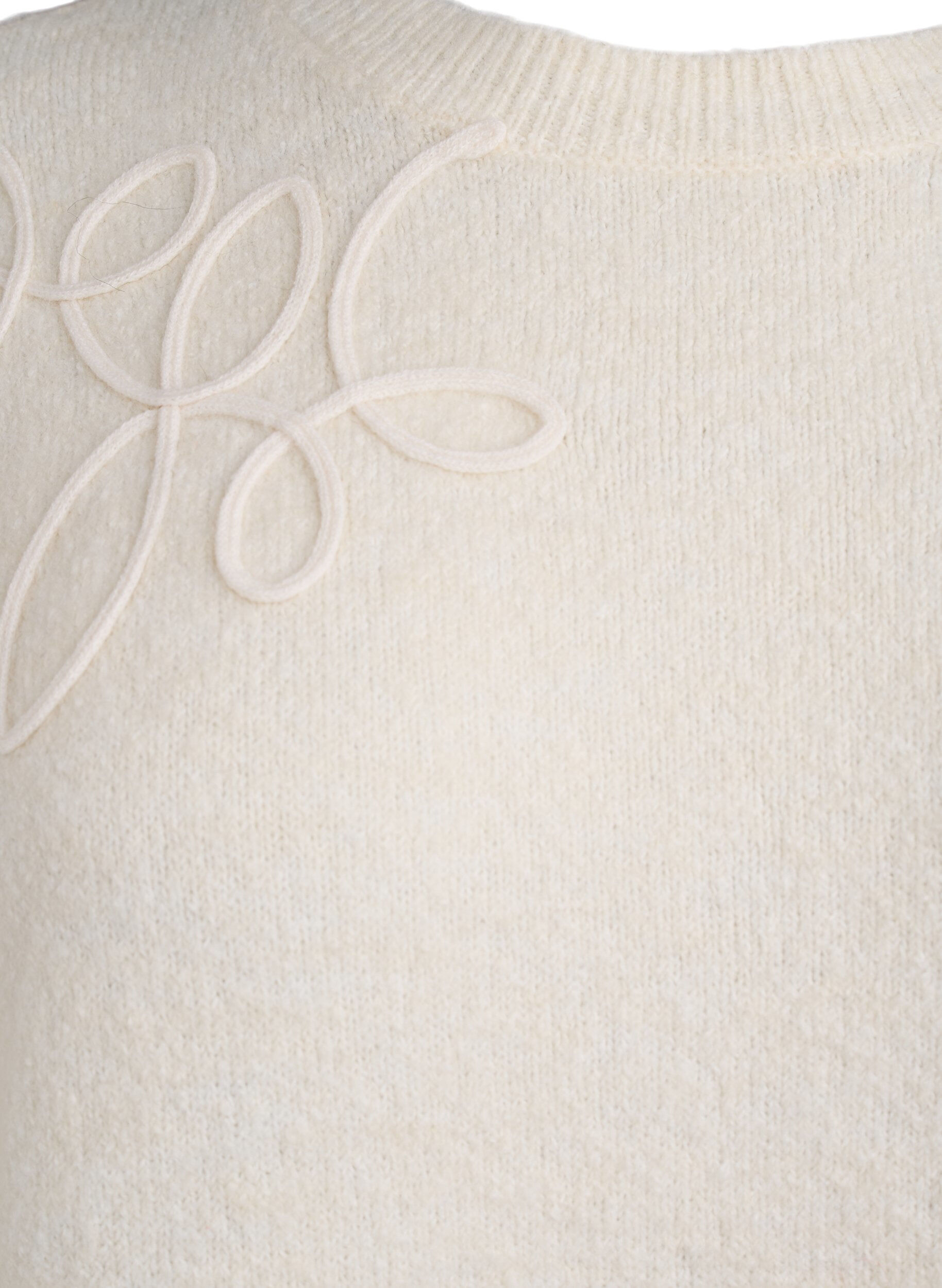 Zizzi Strickbluse mit aufgen&auml;hten Kordeldetails, Beige, Packshot image number 2