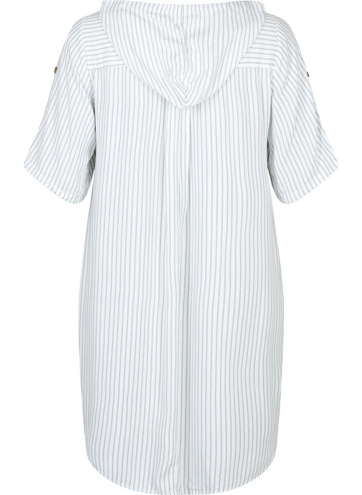 Tunique à manches courtes en viscose avec capuche, Chinois Green Stripe, Packshot image number 1