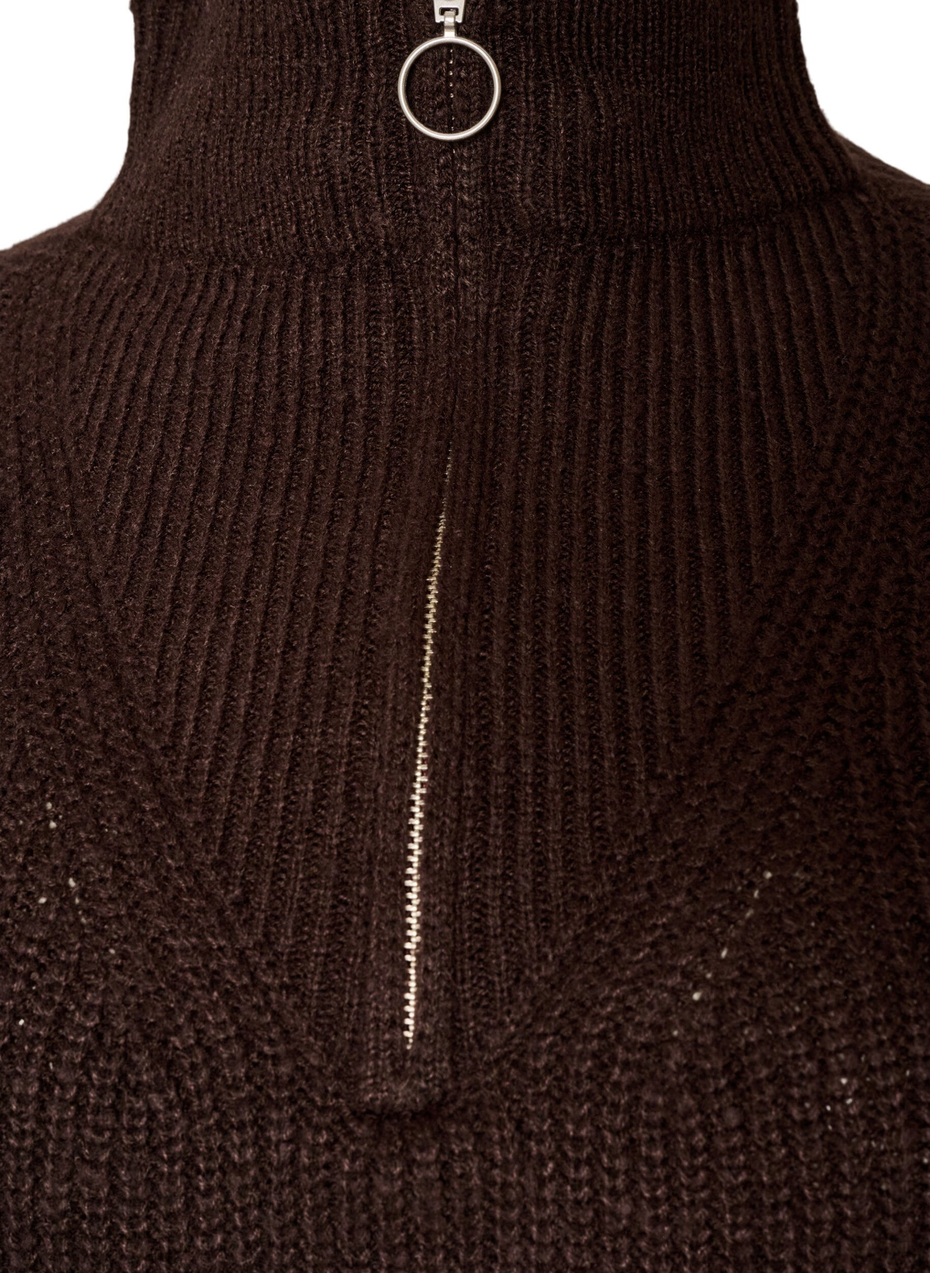 ZizziPull en tricot avec col haut et fermeture &eacute;clair, Marron, Packshot image number 2