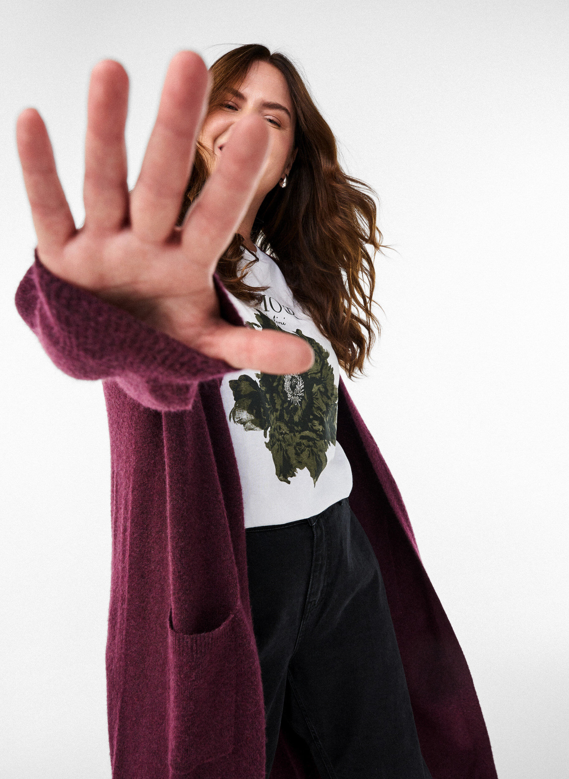 Zizzi Cardigan long en maille avec poches, Bordeaux, Image image number 0