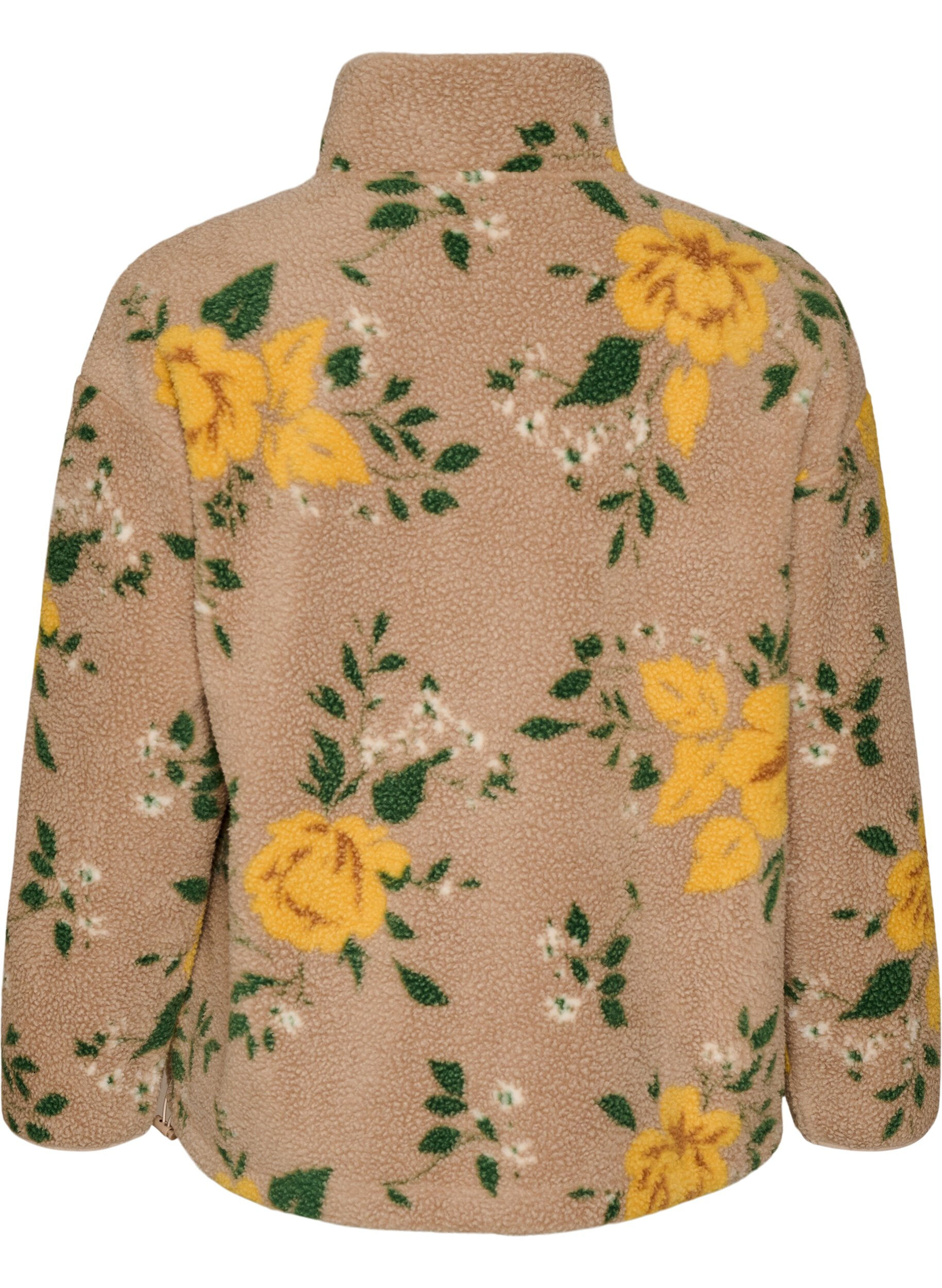 ZizziVeste en polaire &agrave; motif floral avec col montant et fermeture zipp&eacute;e, Beige, Packshot image number 1