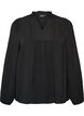 Blouse avec col en V et bande en crochet, Noir, Packshot image number 0