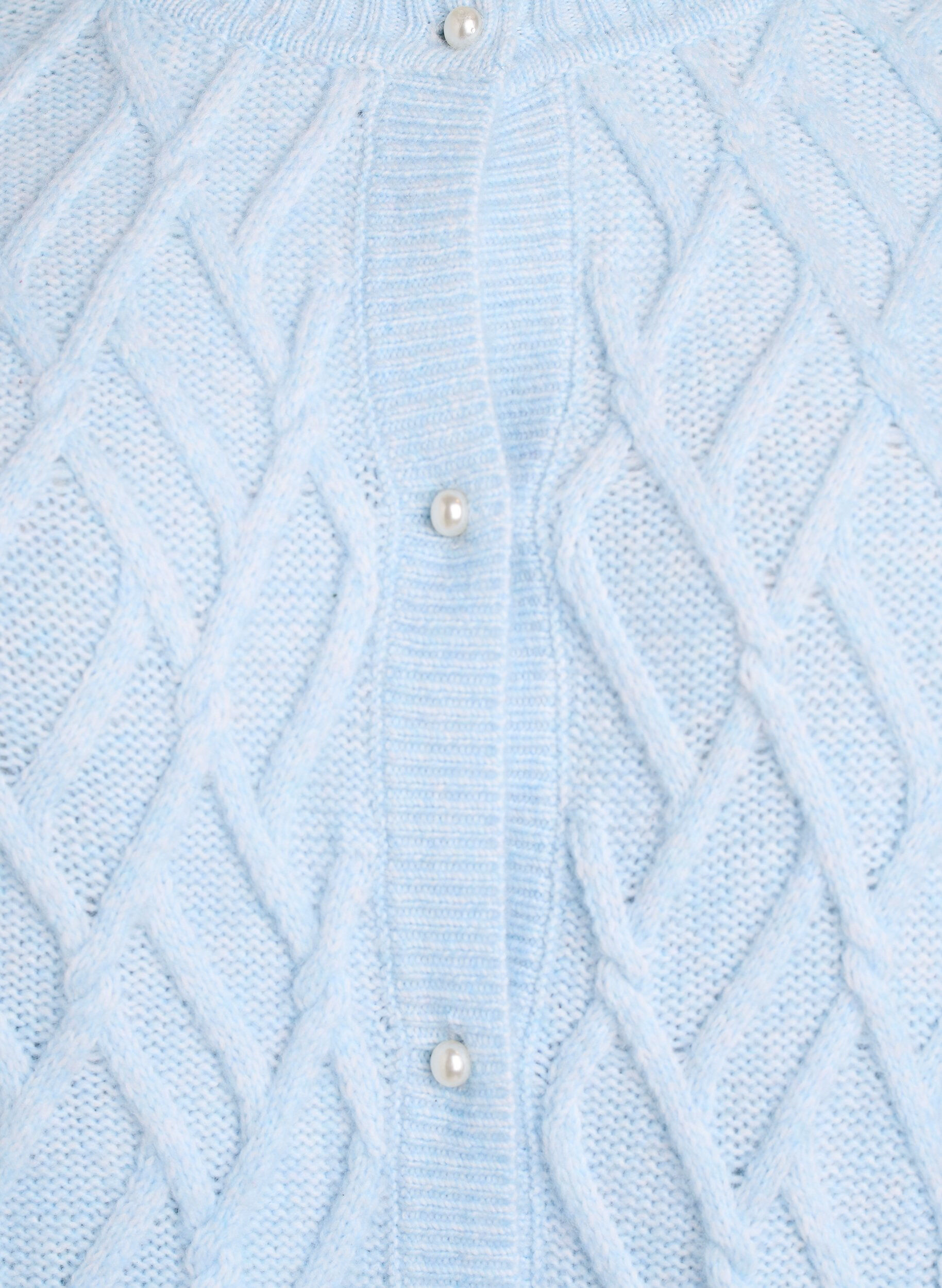 Zizzi Zopfmuster Strickjacke mit Perlenkn&ouml;pfen, Blau, Packshot image number 2