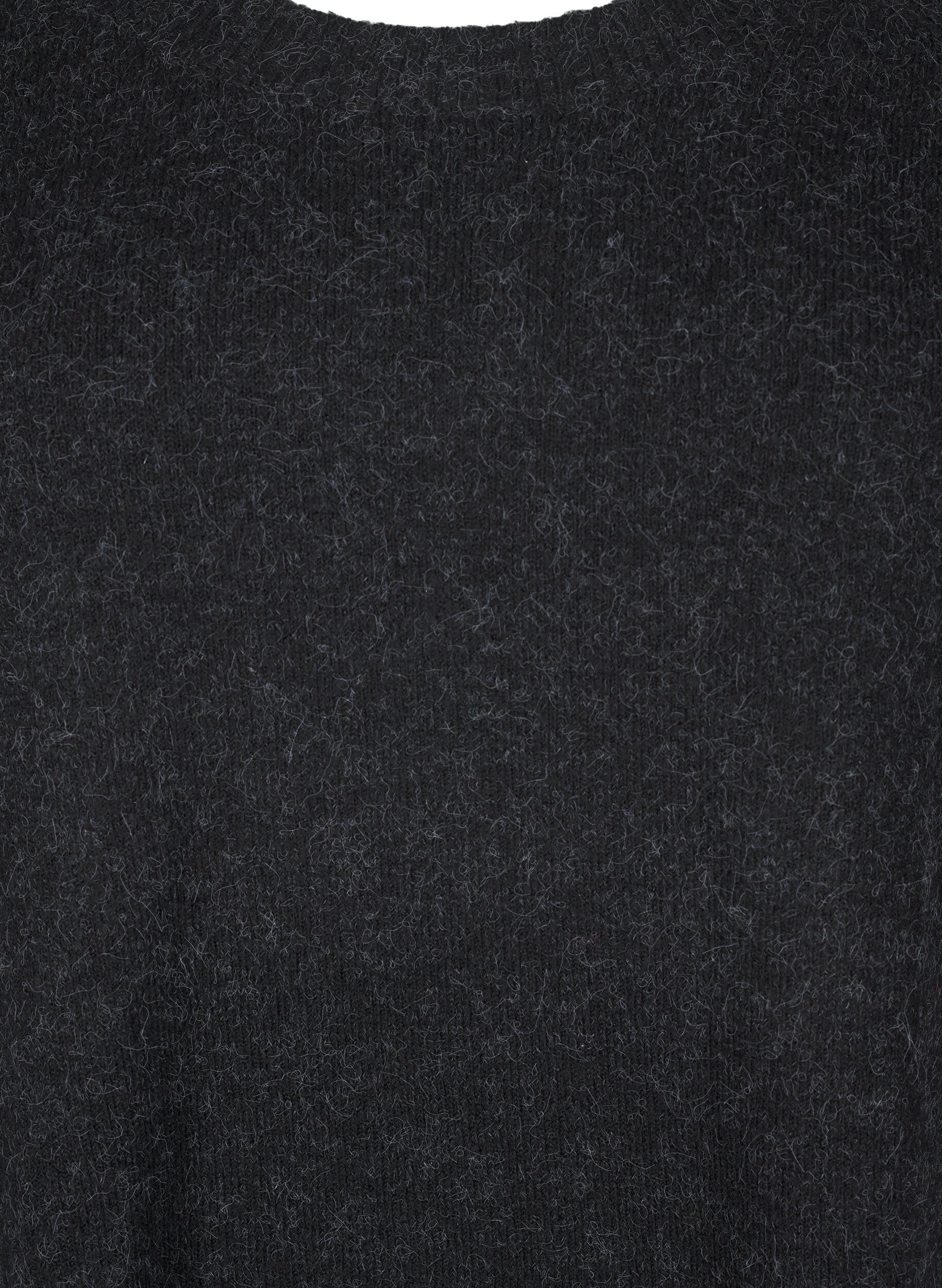 Zizzi Strickbluse mit Perlendetails, Dark Grey Melange, Packshot image number 2