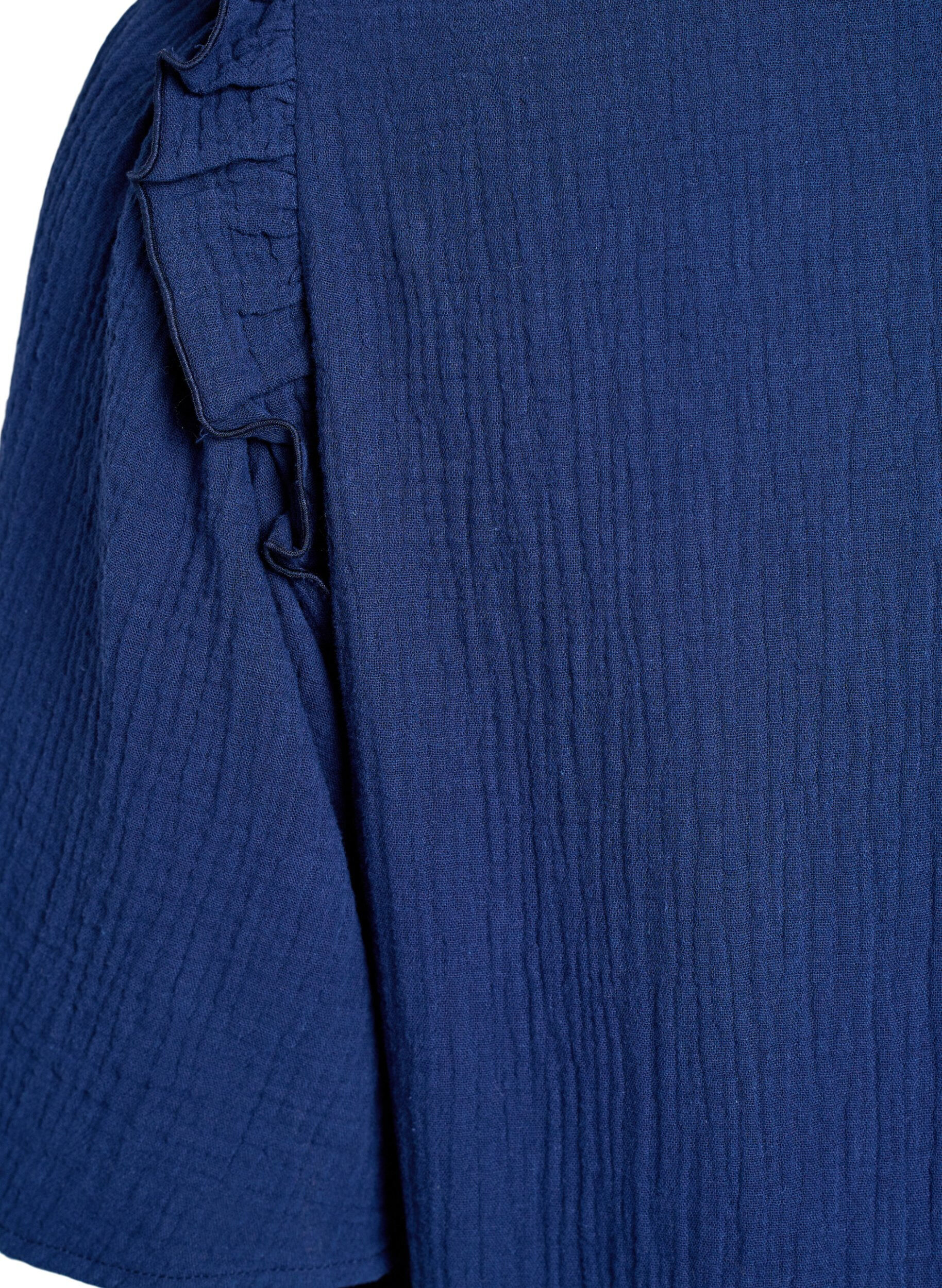 ZizziBluse aus Baumwoll-Musselin mit Broderie Anglaise und 1/2-&Auml;rmeln, Blau, Packshot image number 3