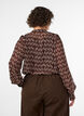 Blouse avec imprim&eacute; int&eacute;gral et patte de boutonnage courte, Marron, Model image number 2