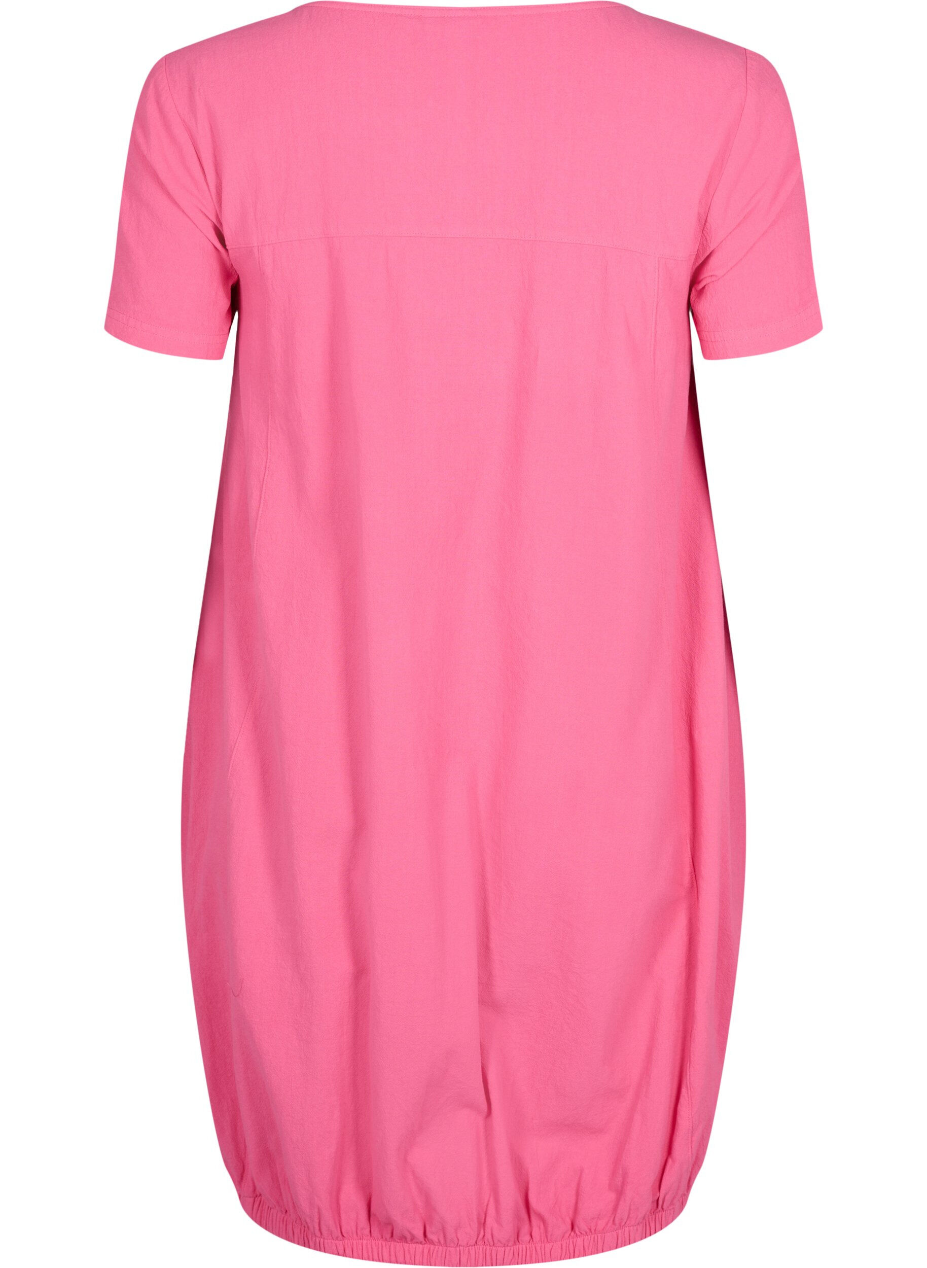 ZizziKurzarm Kleid aus Baumwolle, Pink, Packshot image number 1
