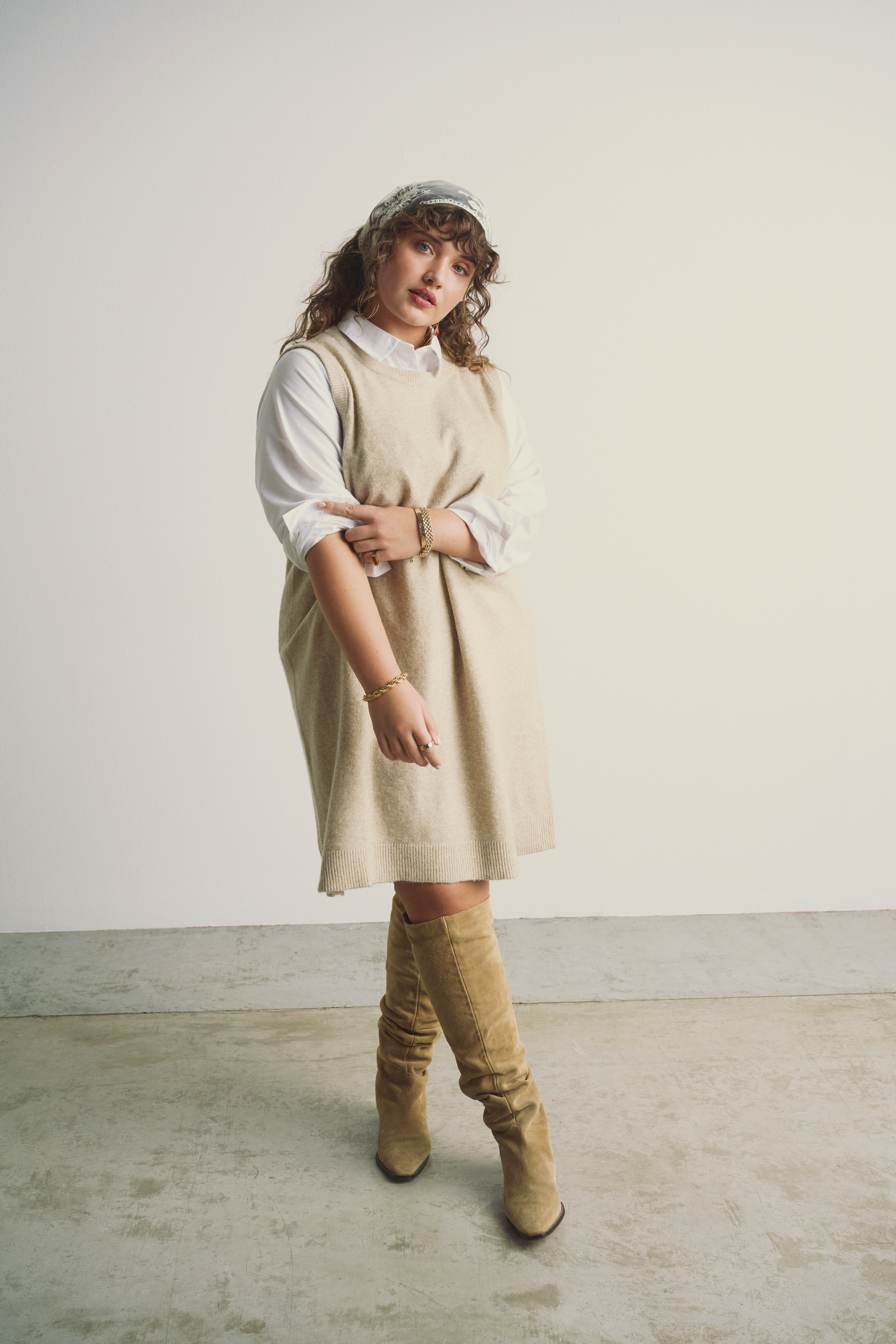 Beige Strickweste, , Model