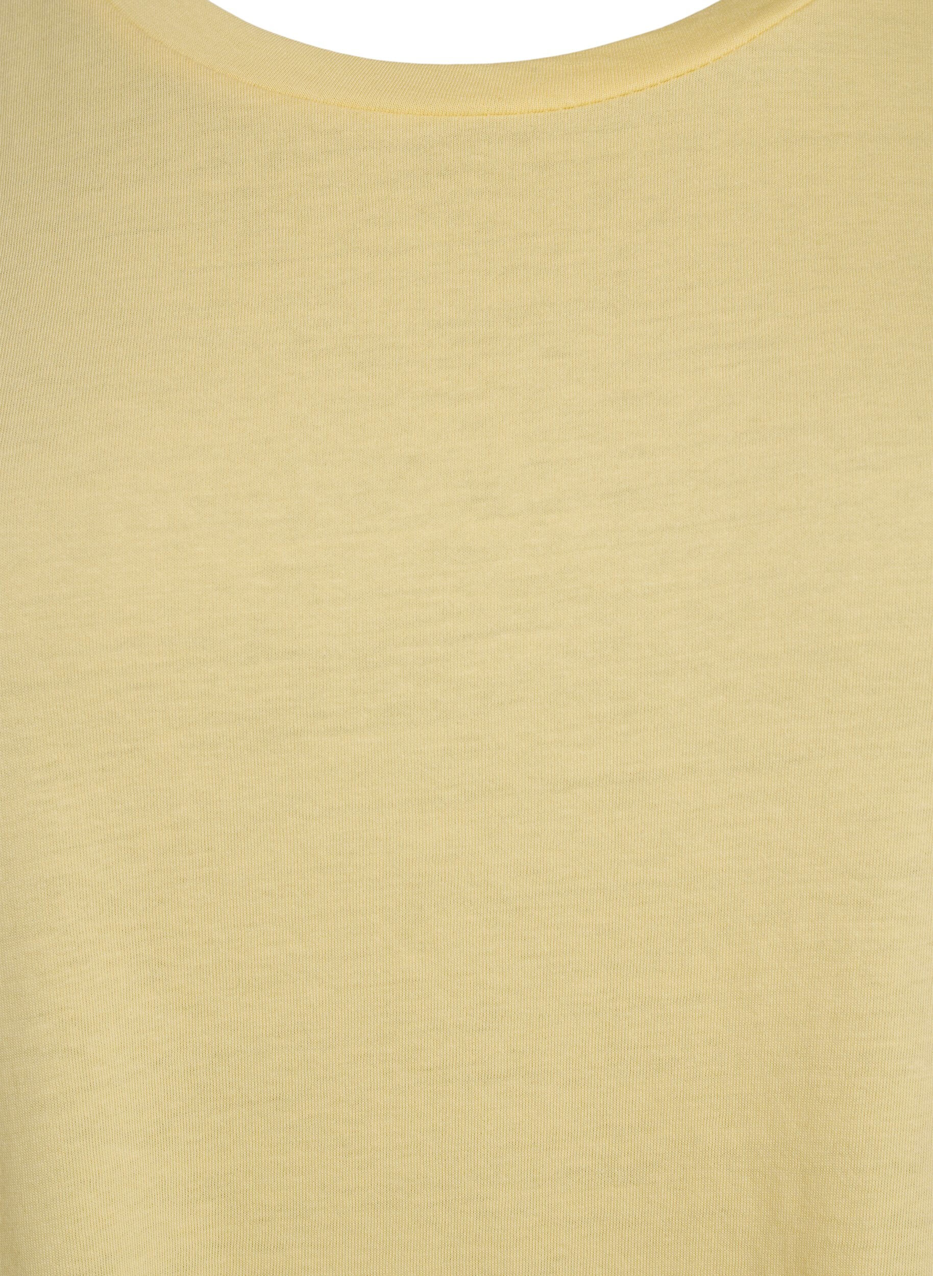 Zizzi T-Shirt aus Baumwollmischung mit kurzen &Auml;rmeln, Gelb, Packshot image number 2