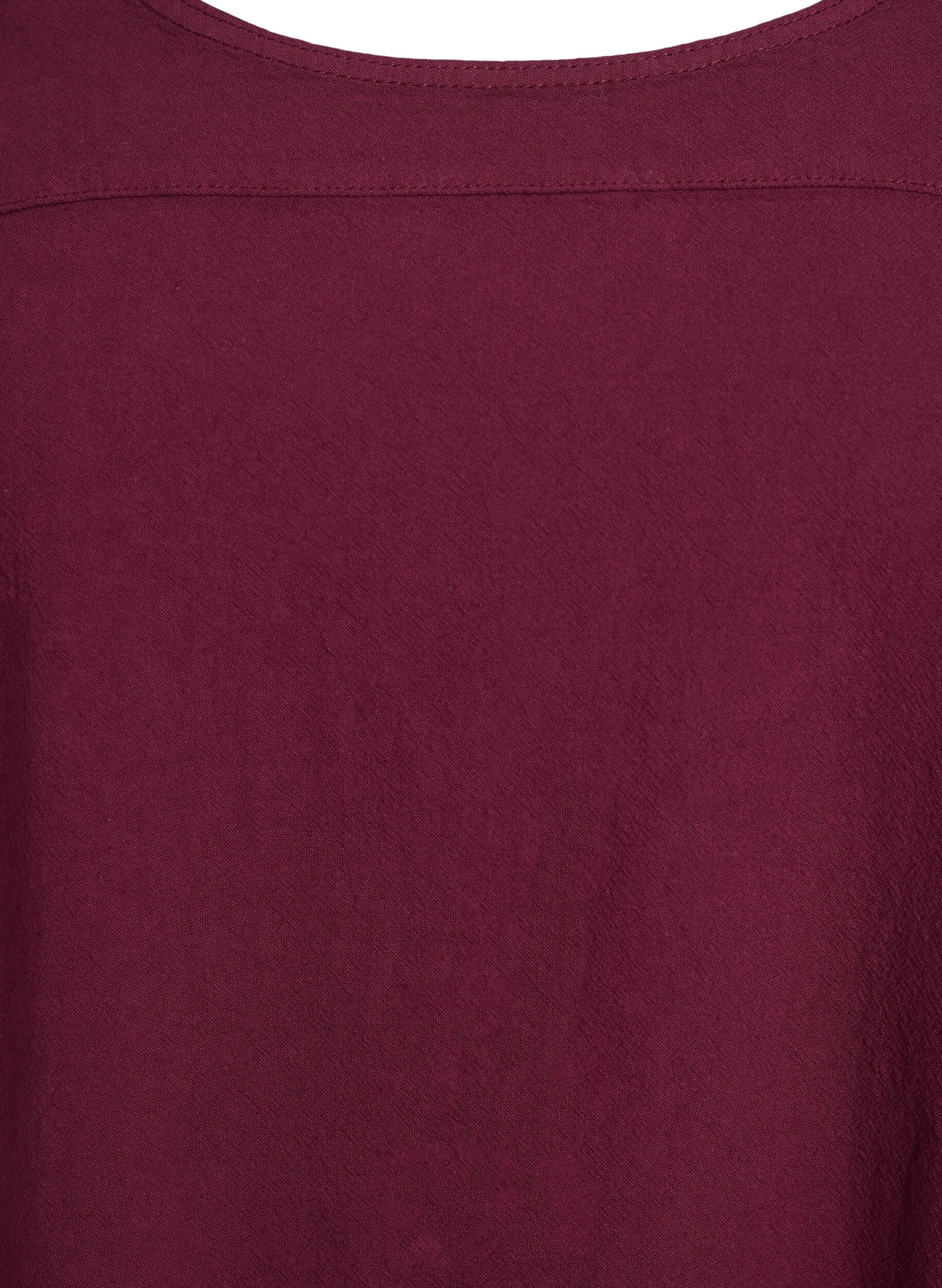Zizzi Kurzarm Kleid aus Baumwolle, Dunkles Bordeaux, Packshot image number 2