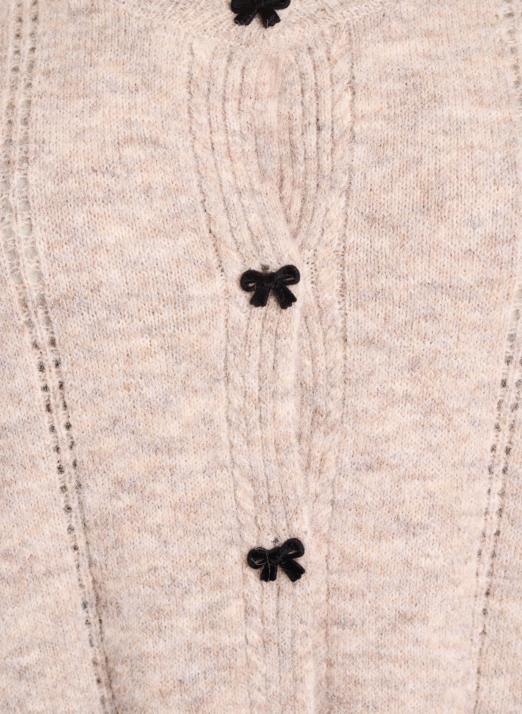 ZizziCardigan mit Schleifenkn&ouml;pfen und Ajourmuster, Beige, Packshot image number 2