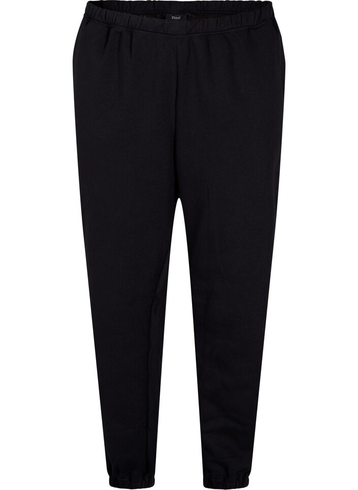 Pantalon ample en coton avec poches, Noir, Packshot image number 0