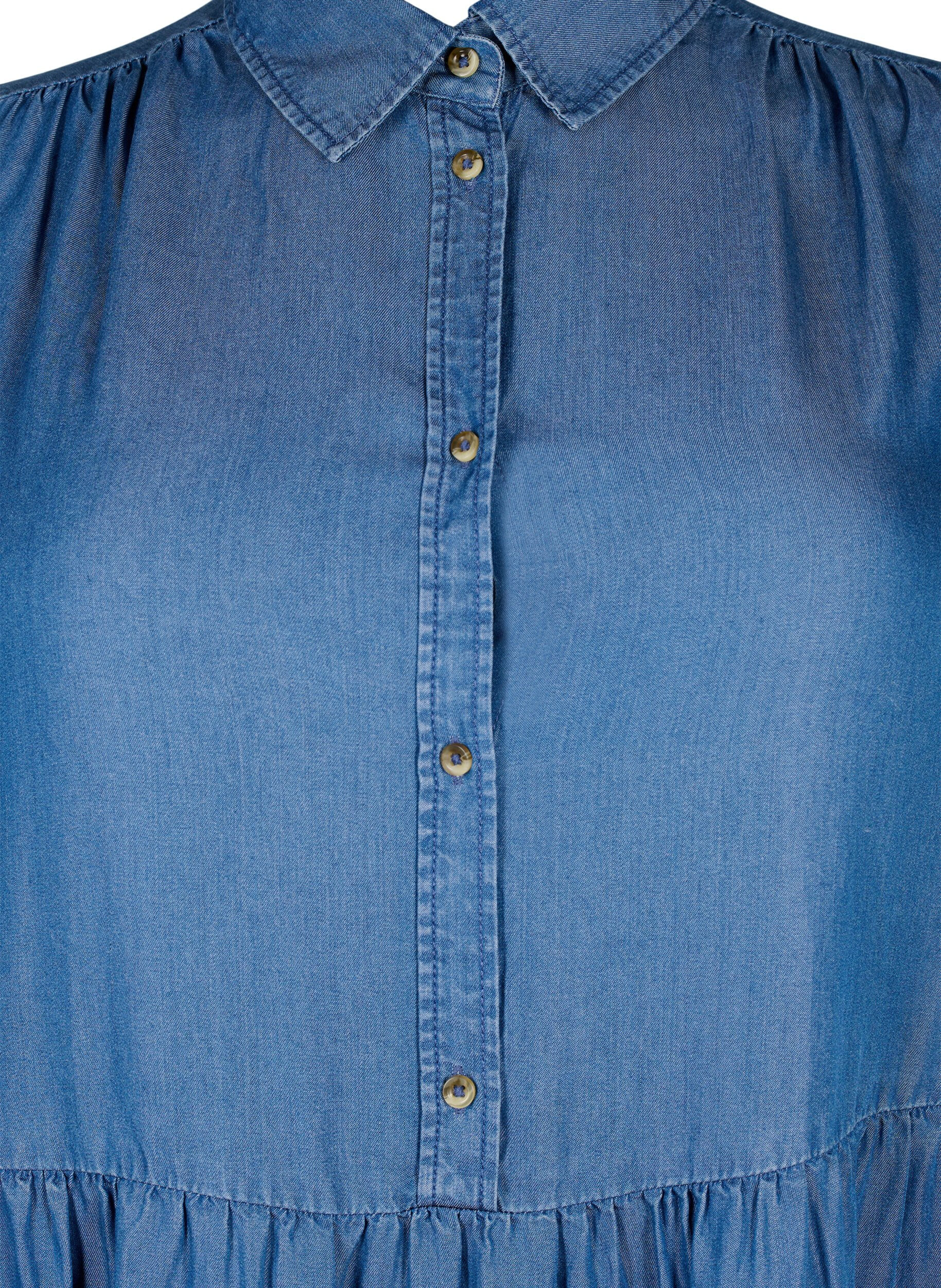 Zizzi Robe en jean en TENCEL&trade; Lyocell avec manches 3/4, Blue Denim, Packshot image number 2