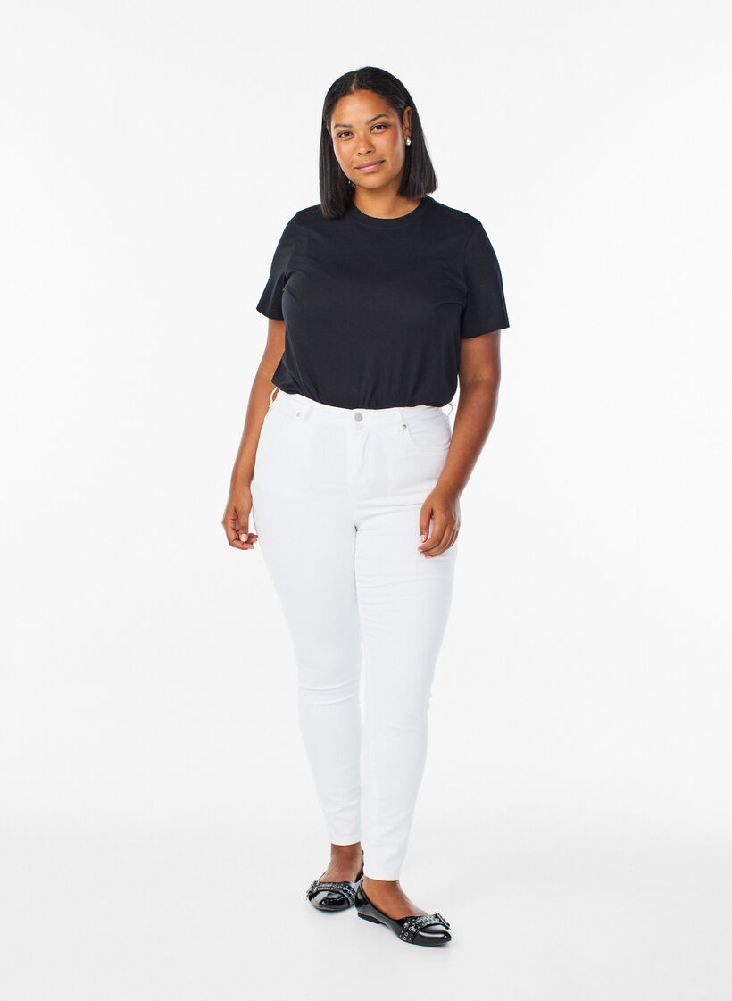 Amy Super Slim Fit Jeans mit hoher Taille, Wei&szlig;, Model image number 0