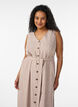 Robe midi sans manches &agrave; rayures en lin et viscose, Beige, Model image number 2