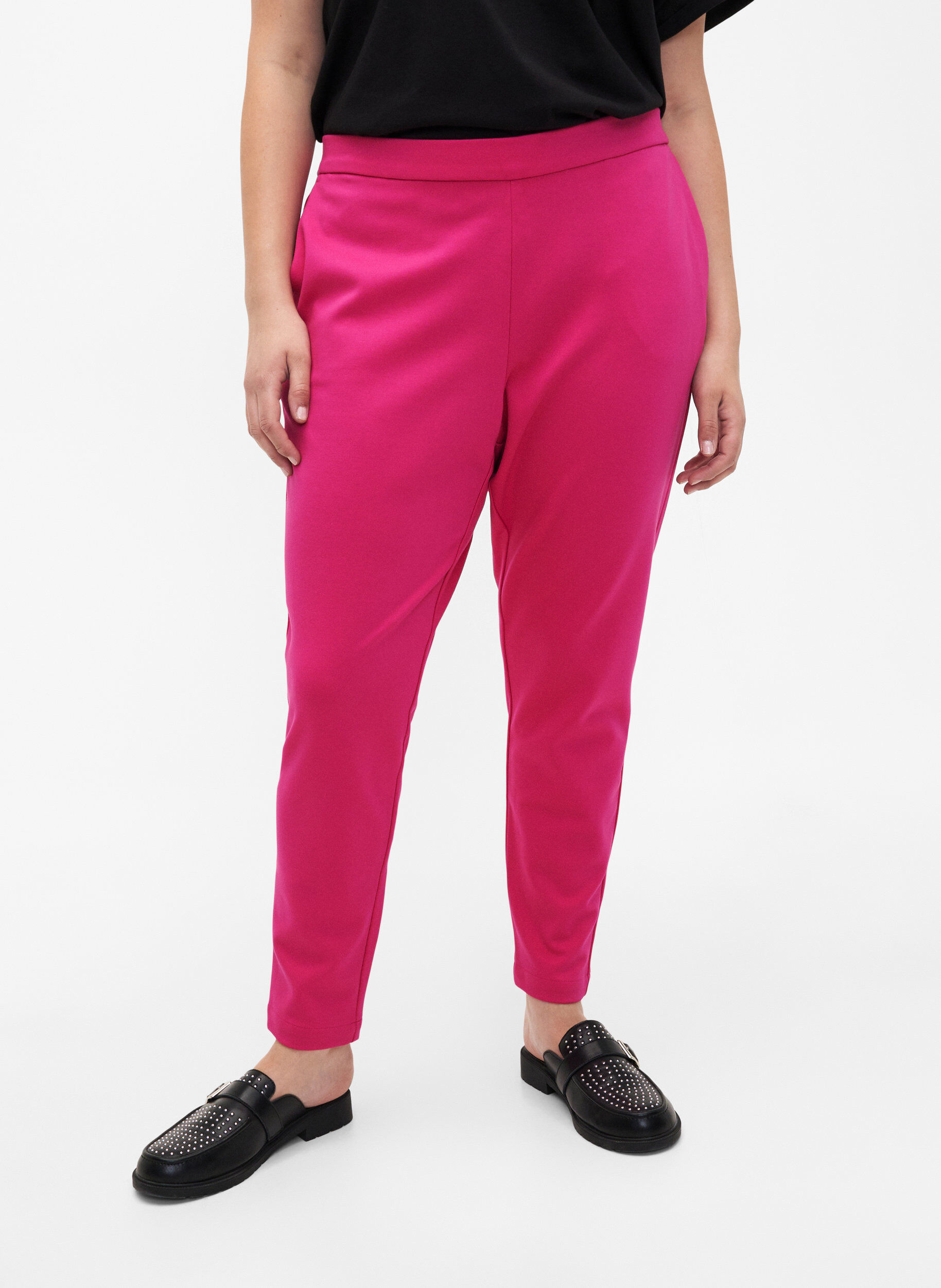 Zizzi Pantalon court avec poches, Rose, Model image number 3