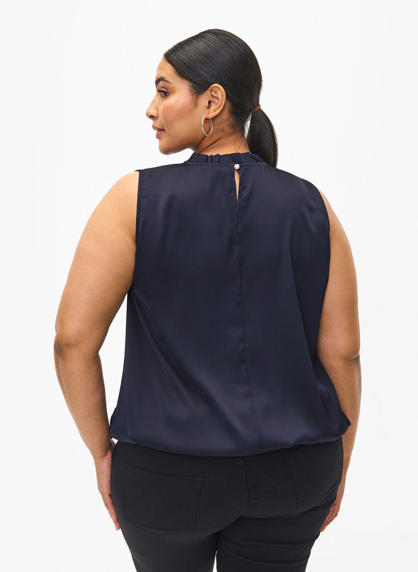 Ärmelloses Party-Top aus Satin, Night Sky, Model image number 1