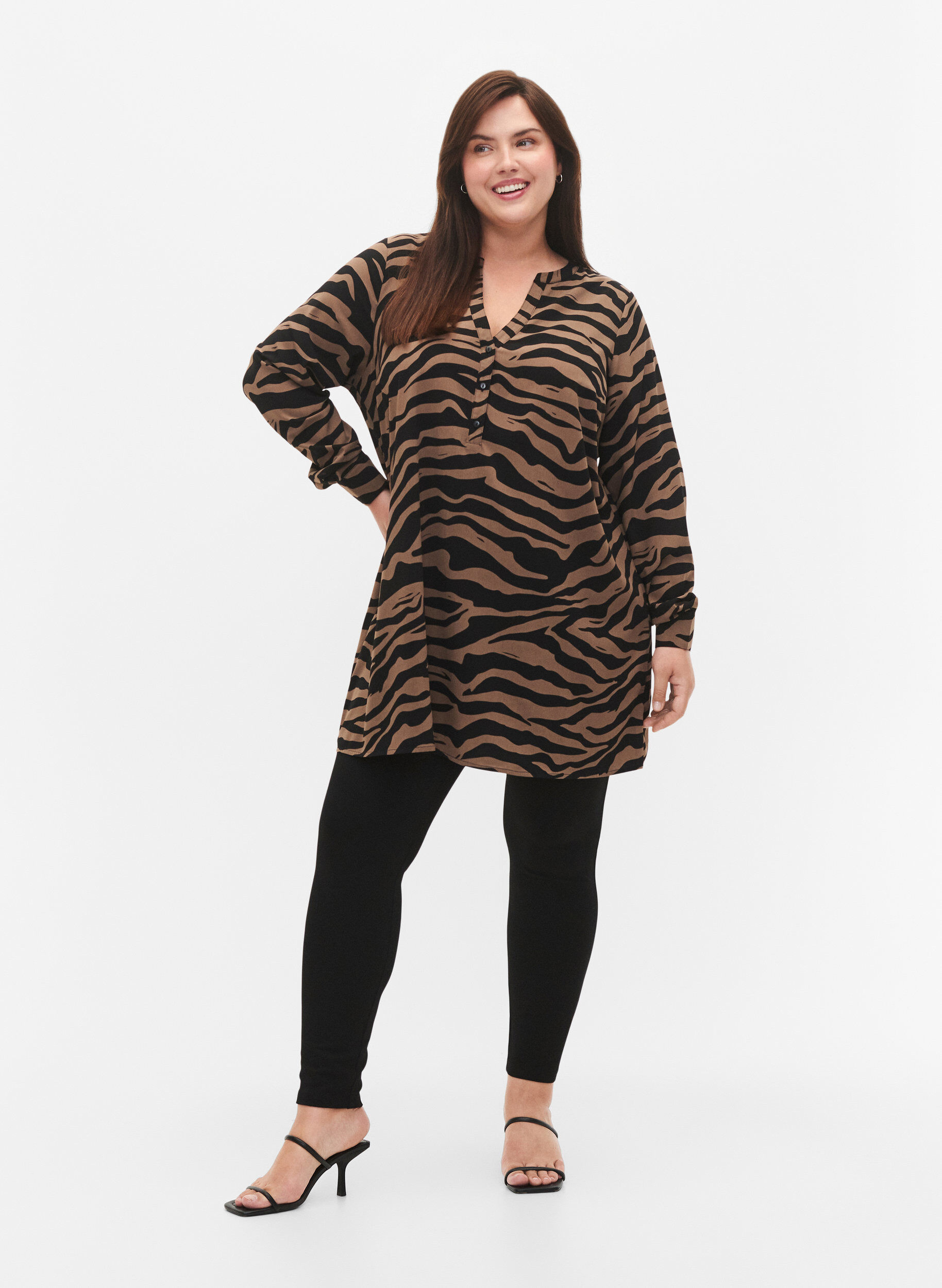 Zizzi Leggings &agrave; fermeture &Eacute;clair, Black, Model image number 0