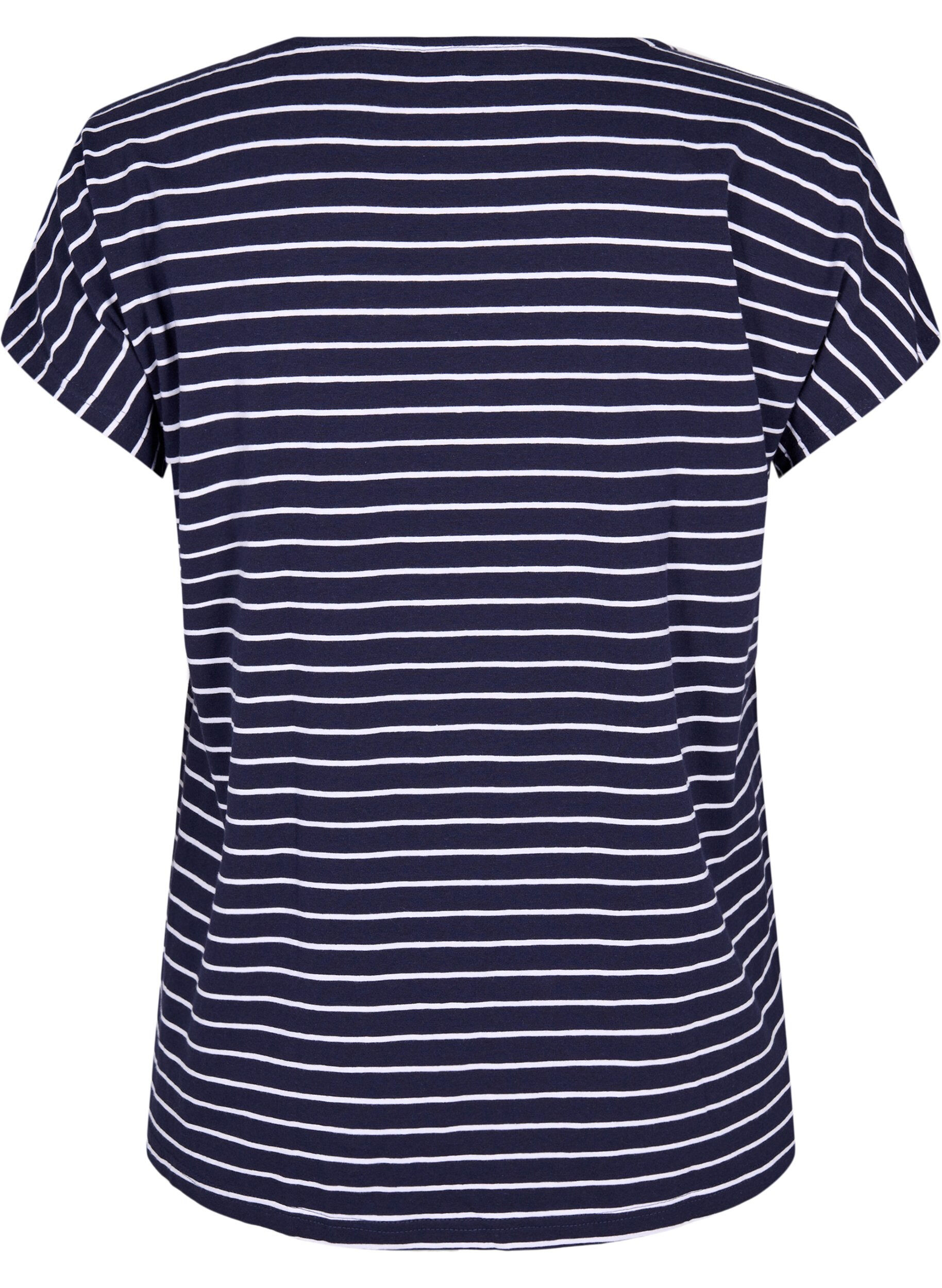 Zizzi T-shirt en coton &agrave; rayures, Night Sky W. Stripe, Packshot image number 1