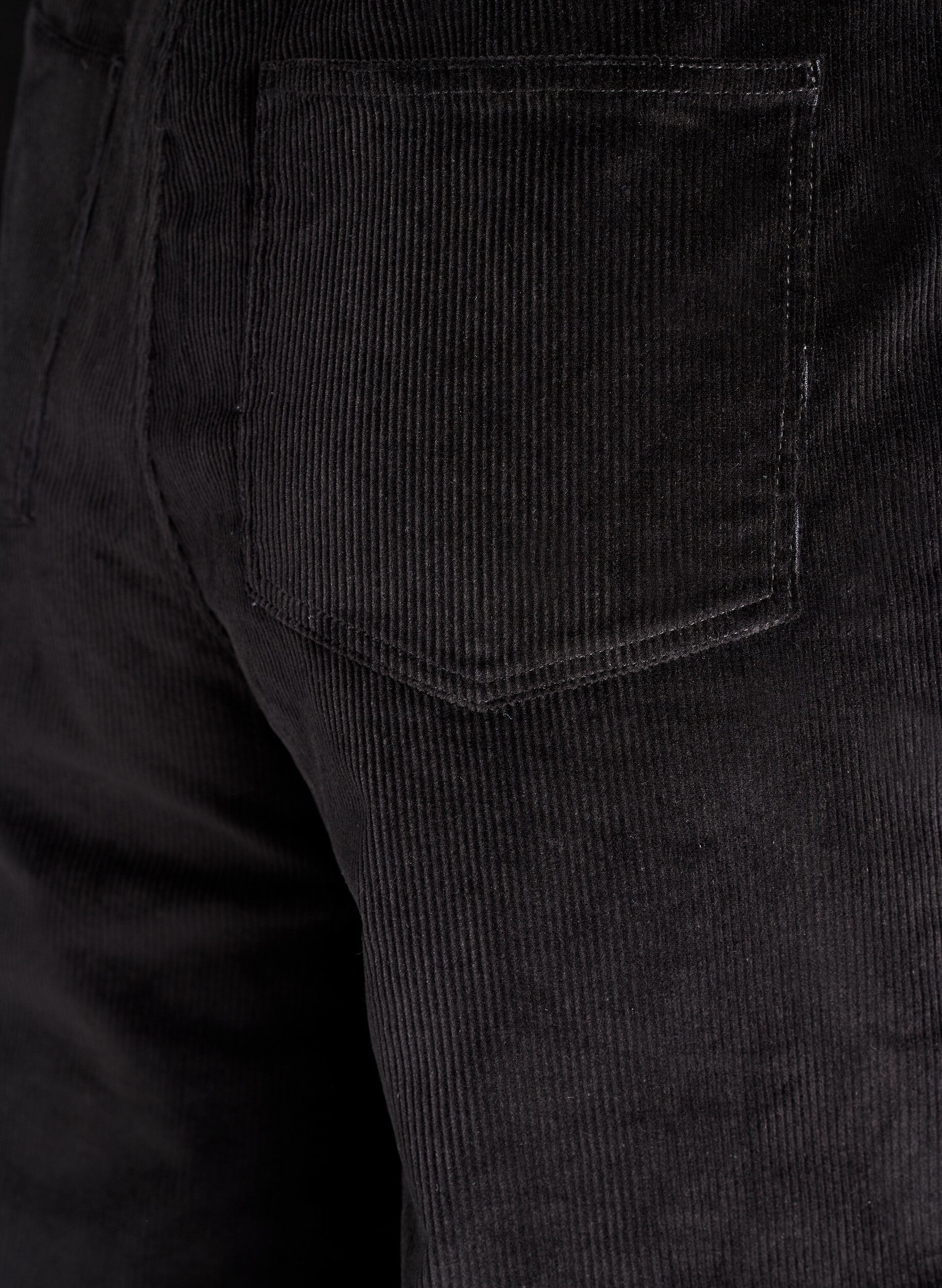 Zizzi Pantalon taille haute en velours c&ocirc;tel&eacute; &agrave; coupe ample, Noir, Packshot image number 3