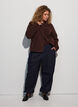 Veste teddy &agrave; col rond boutonn&eacute;e, Marron, Model image number 1