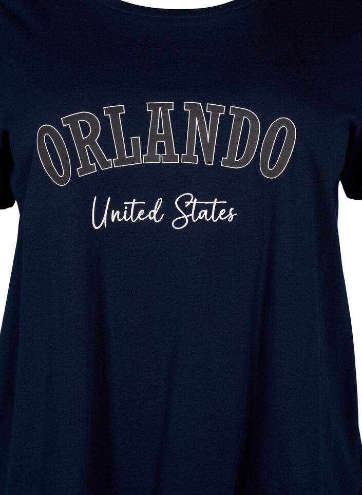 T-shirt en coton avec texte, Navy B. Orlando, Packshot image number 2