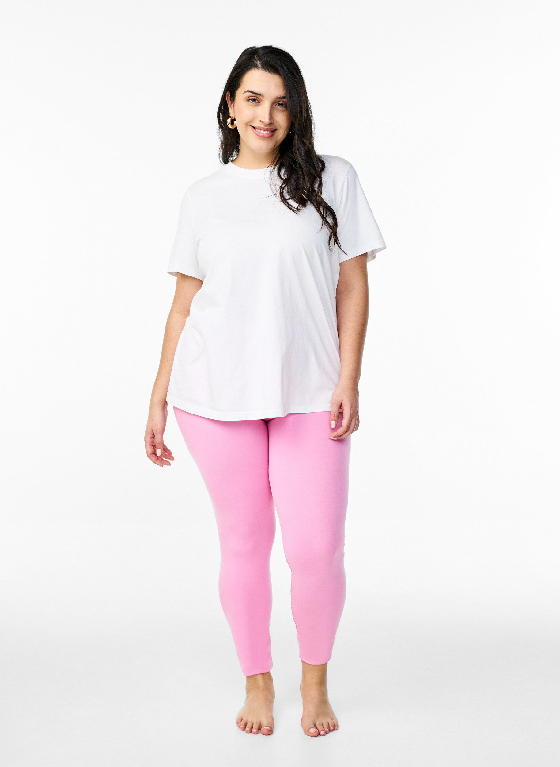 ZizziBasic Leggings aus Viskose, Pink, Model image number 1