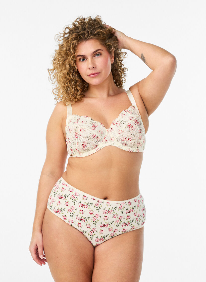 Lot de 5 culottes c&ocirc;tel&eacute;es en coton, Vanille, Model image number 0