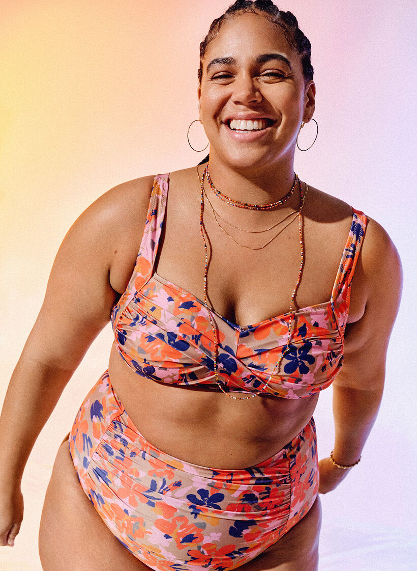 Bedrucktes Bikini-Top, Retro Flower, Image image number 0