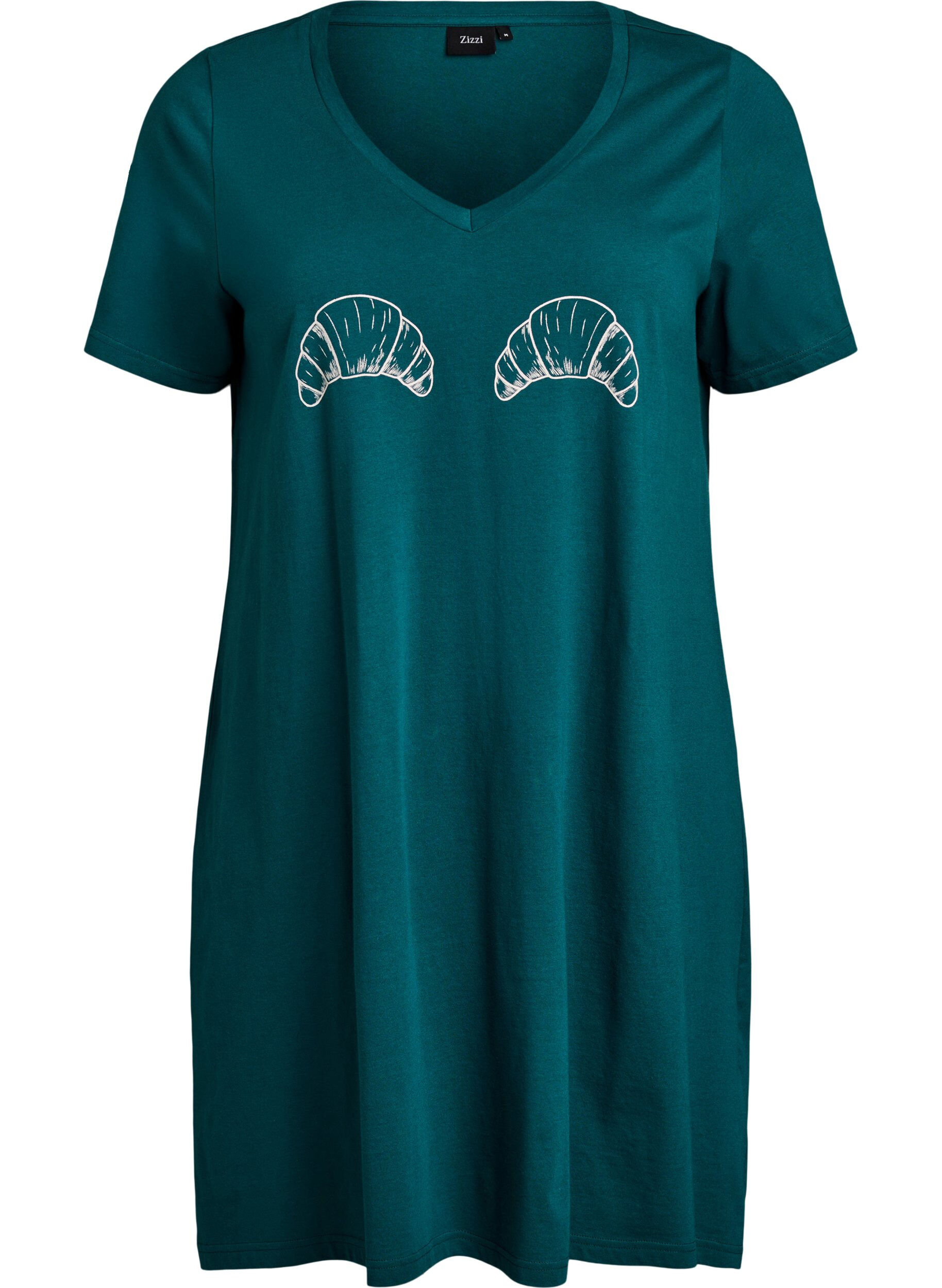 Chemise de nuit en coton biologique et &agrave; col en V