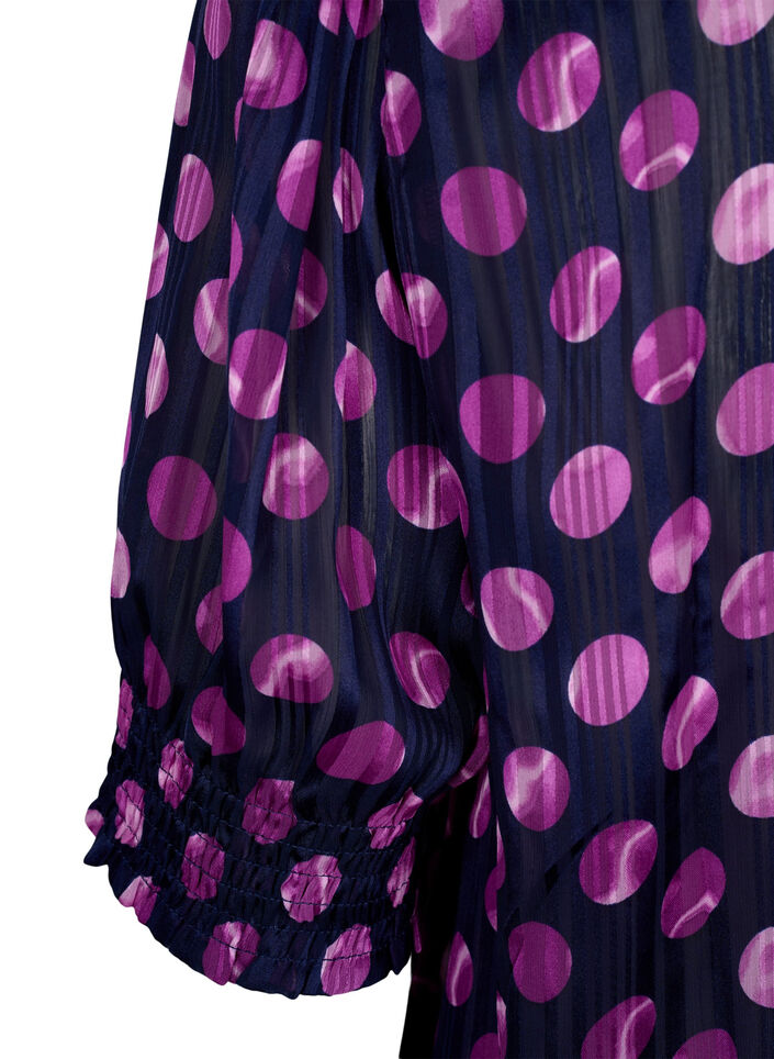 Chemisier à manches courtes à smock avec imprimé, Medieval Bl. Dot AOP, Packshot image number 3